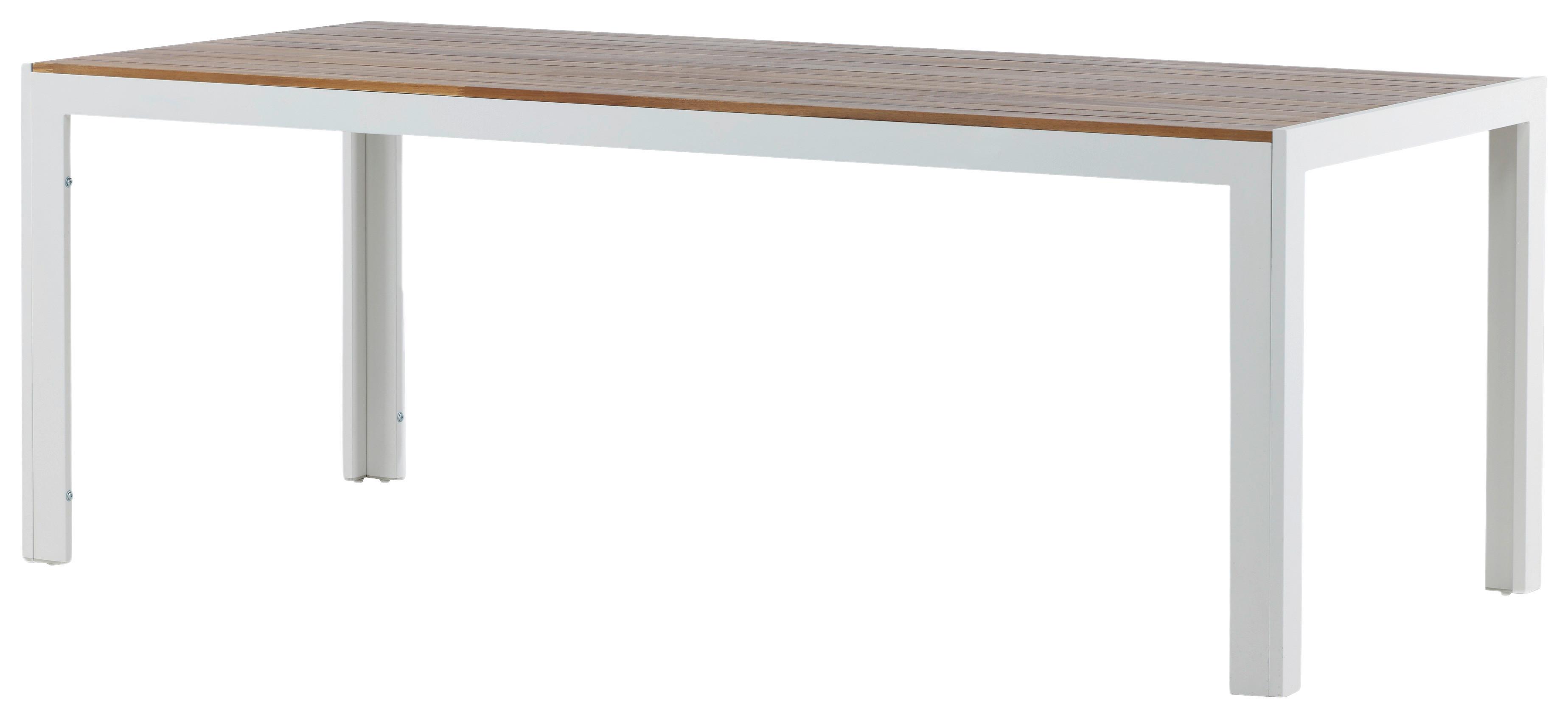 Gartentisch Bois ca. 200x100 cm Akazie massiv - Weiß/Akaziefarben, KONVENTIONELL, Holz/Metall (200/100/76cm) - Gardenson