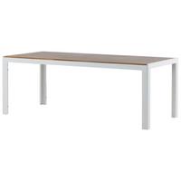 Gartentisch Bois ca. 200x100 cm Akazie massiv - Weiß/Akaziefarben, KONVENTIONELL, Holz/Metall (200/100/76cm) - Gardenson
