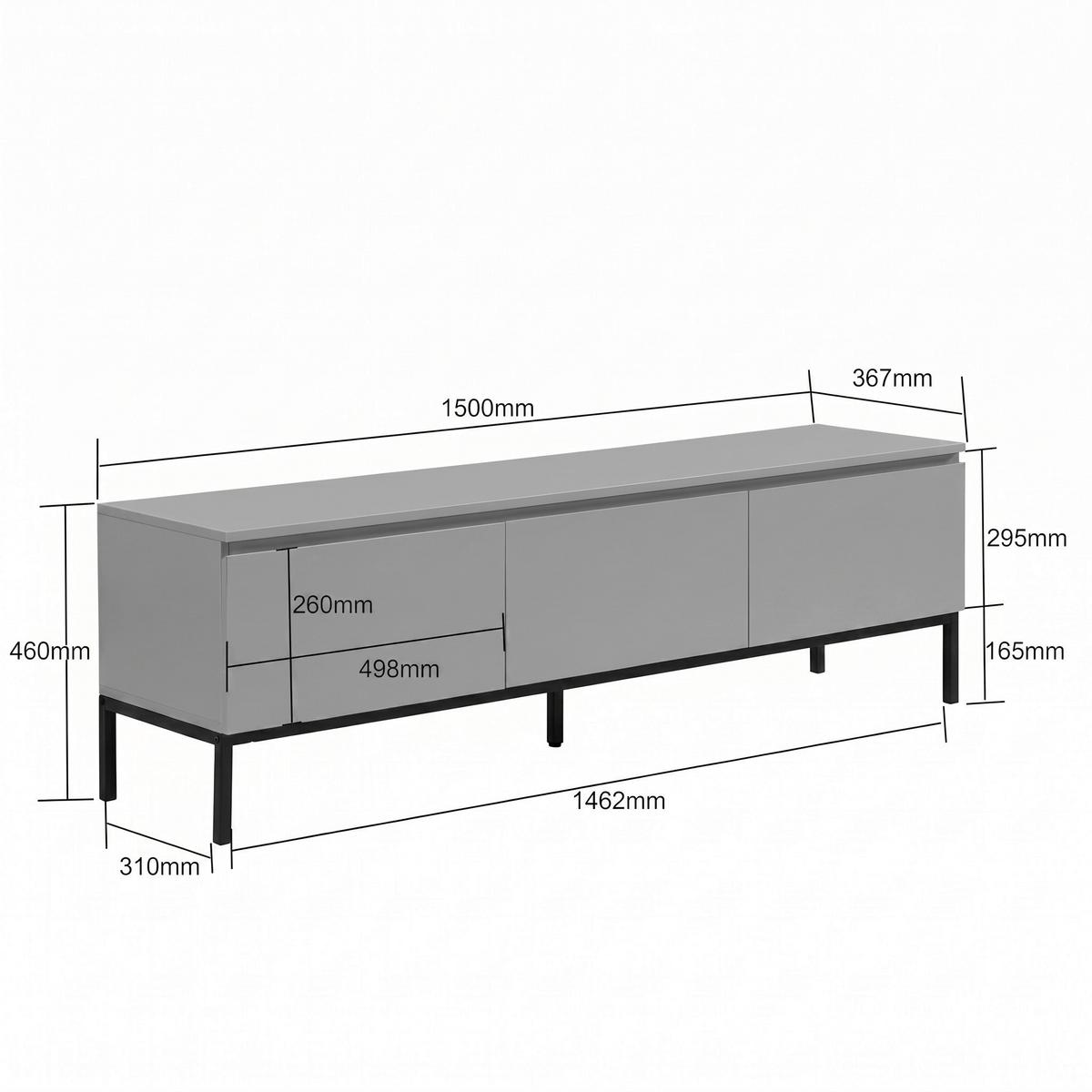 Lowboard Wl7.639 - Schwarz/Grau, Design, Holzwerkstoff/Metall (150/46/37cm) - Livetastic