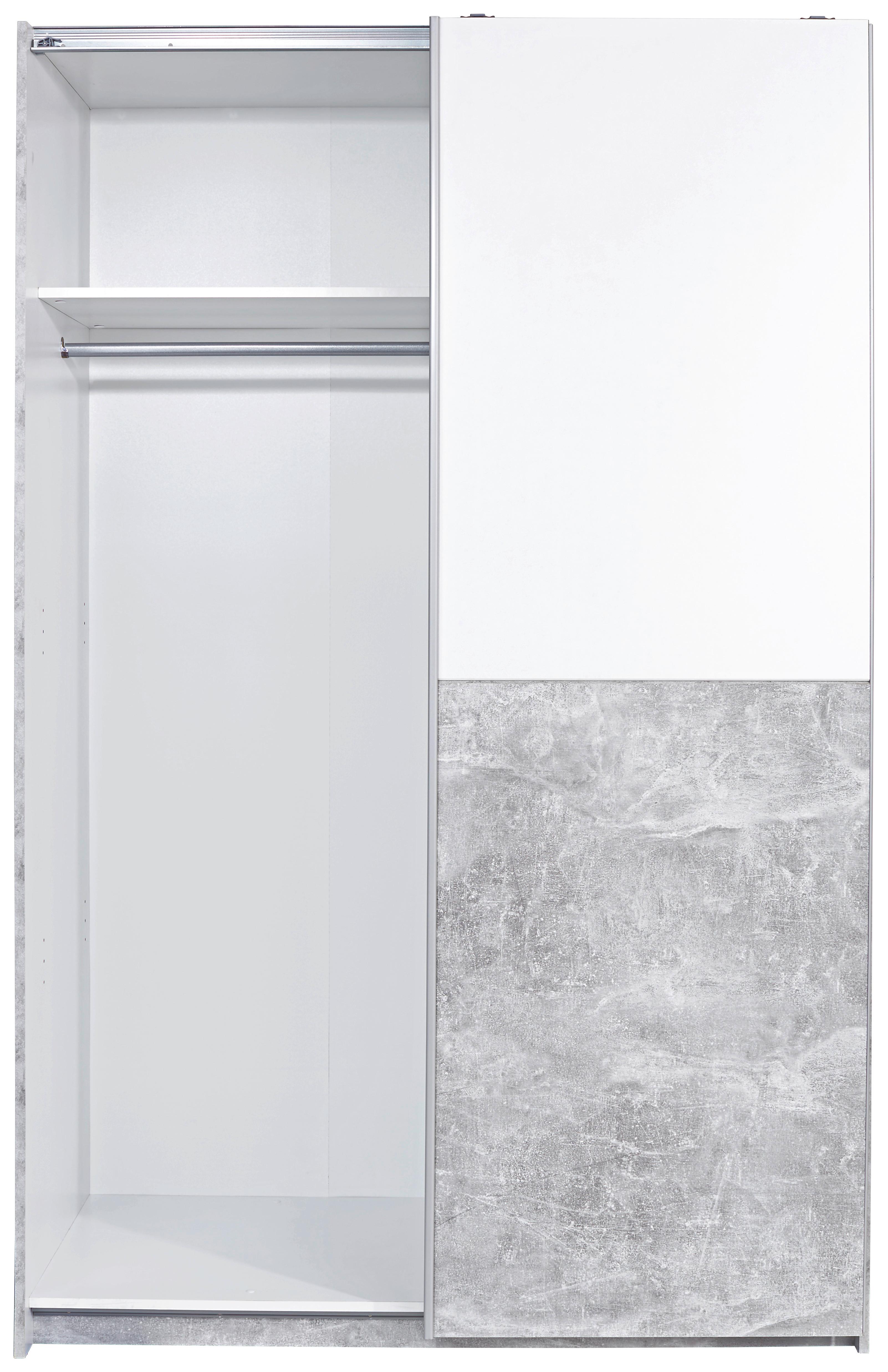 Omara Z Drsnimi Vrati Victoria 1 - siva/bela, Moderno, kovina/leseni material (125/196/62cm) - Mömax