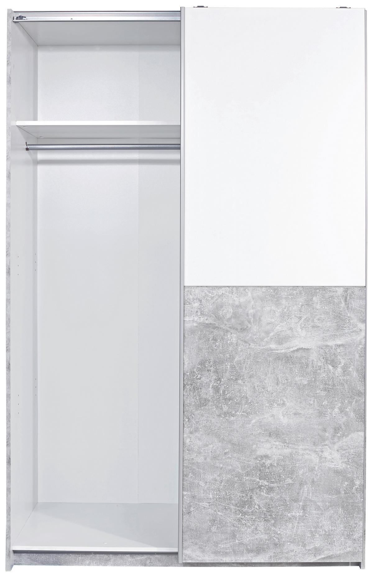 Ormar S Kliznim Vratima Victoria 1 - bijela/siva, Moderno, drvni materijal/metal (125/196/62cm) - Based