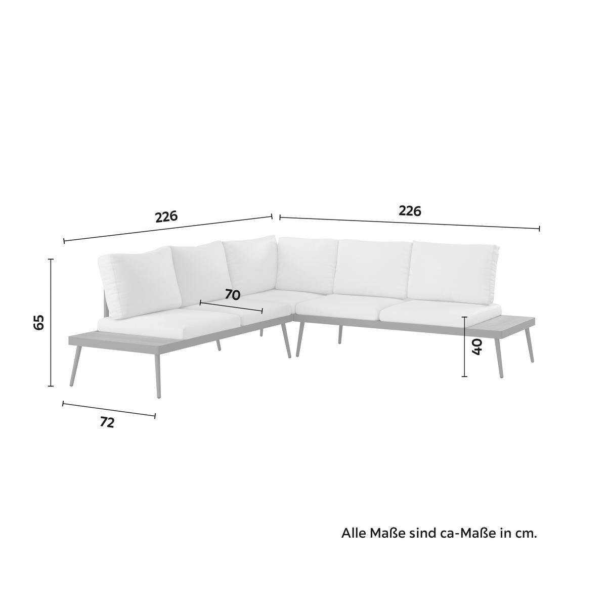 Gartenlounge Sejla Dunkelgrau/beige, 4-Teilig - Dunkelgrau/Beige, Modern, Kunststoff/Textil (226/65/226cm) - Mömax