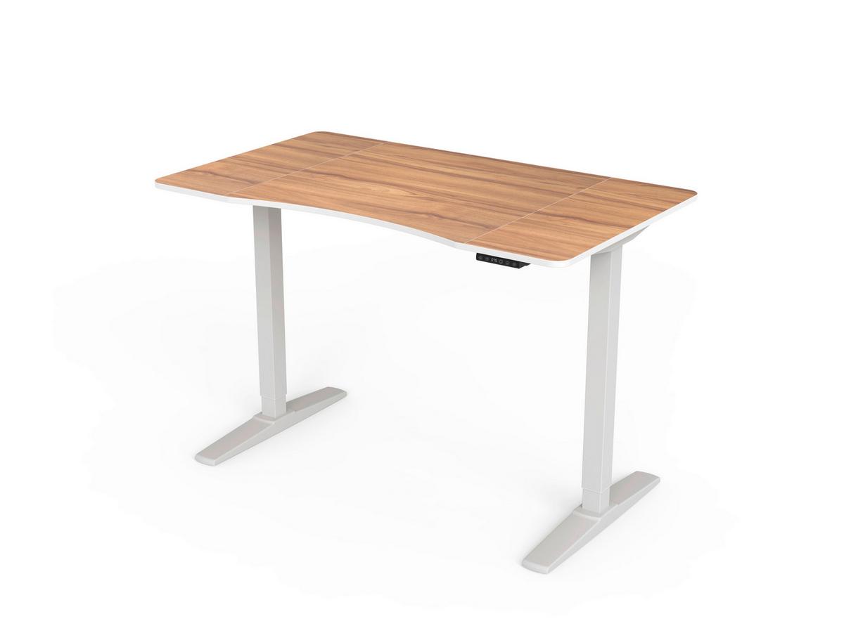 BIURKO MENTON - biały/kolor orzecha włoskiego, Modern, materiał drewnopochodny/tworzywo sztuczne (120/75-120/70cm) - MID.YOU