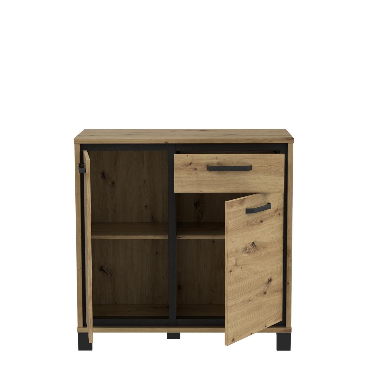 Kommode "Trondheim" , Schwarz, Eiche - Eichefarben/Schwarz, MODERN, Holzwerkstoff/Kunststoff (91,4/91,2/41,5cm) - MID.YOU