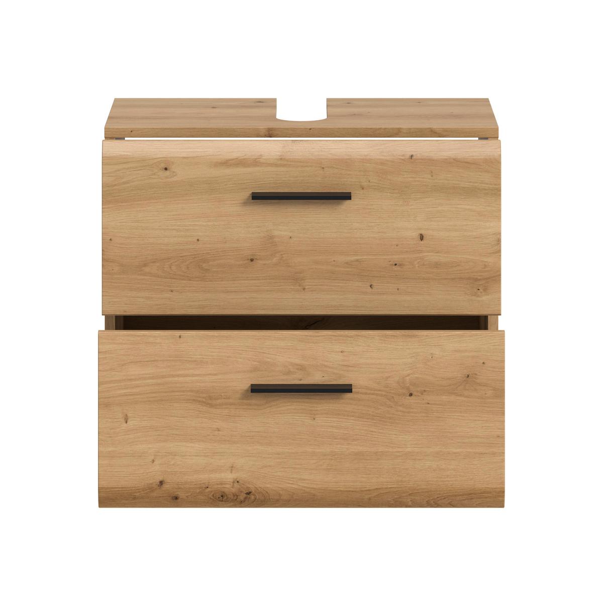 Waschbeckenunterschrank Ice Eiche Artisan - Schwarz/Eiche Artisan, Trend, Holzwerkstoff/Kunststoff (60/58/30cm) - MID.YOU