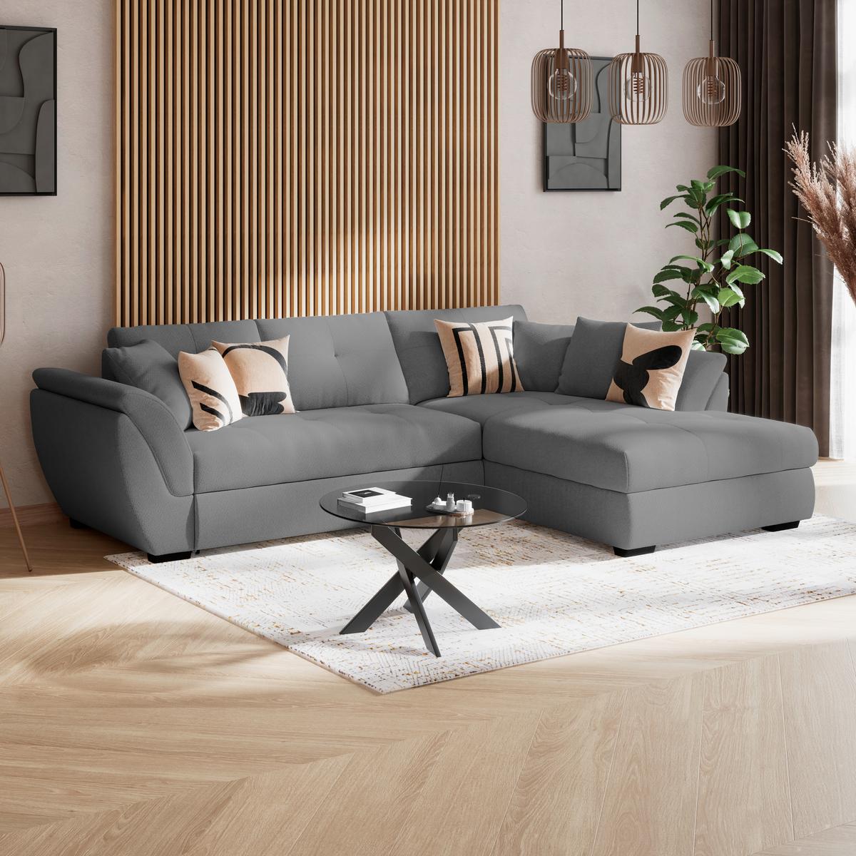 Kutna Garnitura Berisso - crna/antracit, Konvencionalno, tekstil (278/187cm) - Ondega