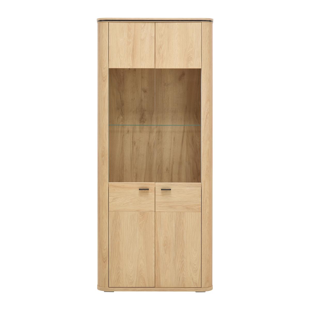 Vitrine Lagos Eichefarben - Eichefarben/Anthrazit, MODERN, Glas/Holzwerkstoff (89,2/209,5/37,5cm) - Premium Living