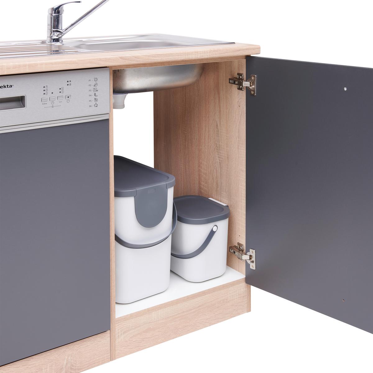 Küchenblock ECONOMY 310 Grau/Eiche B: ca. 310 cm - Eichefarben/Grau, Basics, Holzwerkstoff (310cm) - Respekta
