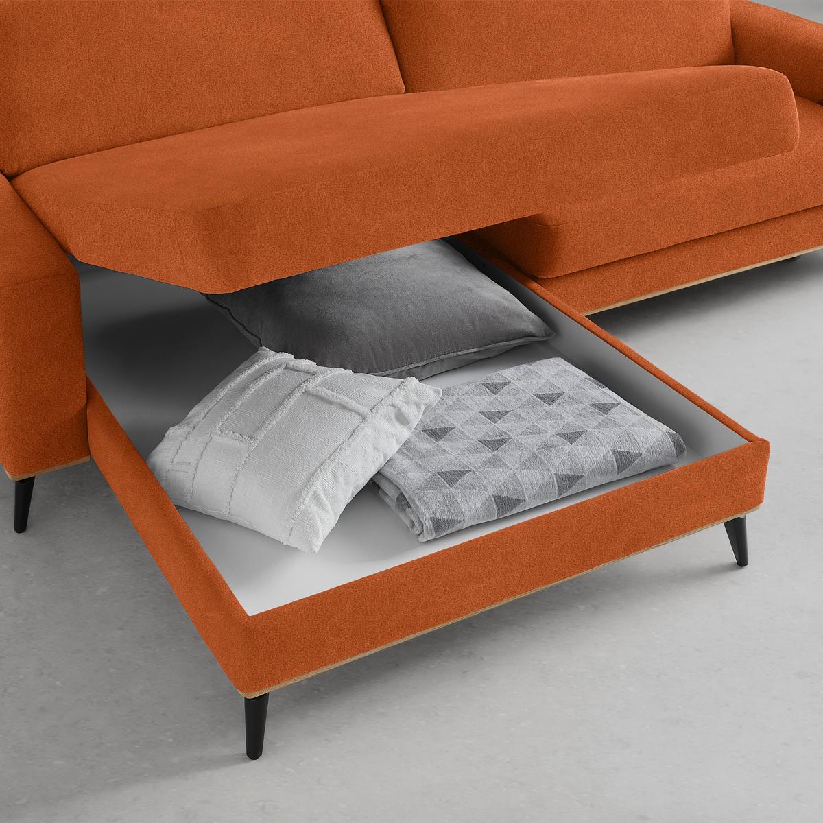 Wohnlandschaft Romeo Orange - Schwarz/Orange, KONVENTIONELL, Textil/Metall (167/87/234cm) - Zandiara