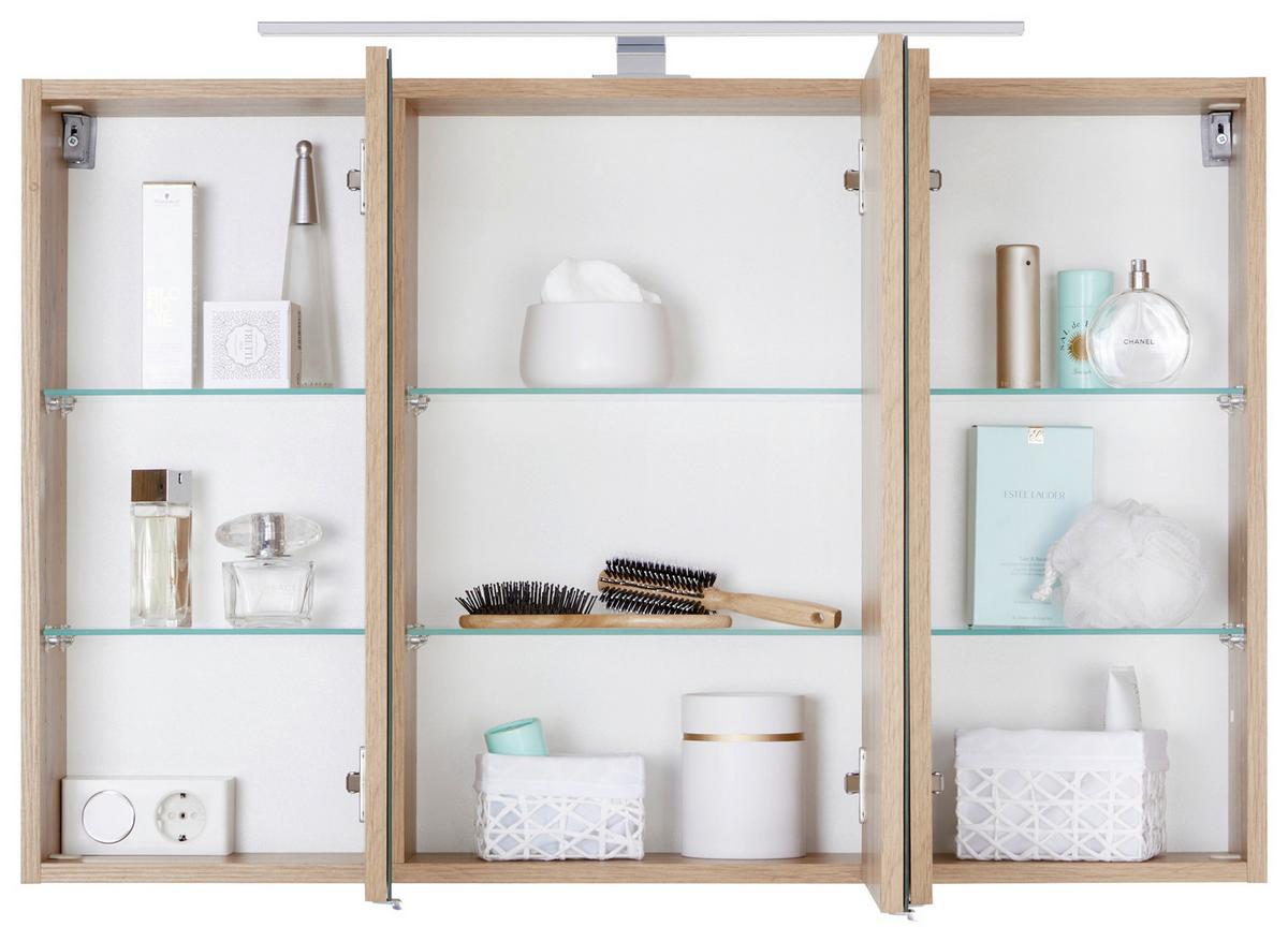 Dulap cu oglindă Florida - culoare lemn stejar, Modern, material pe bază de lemn (100/64/20cm) - Premium Living