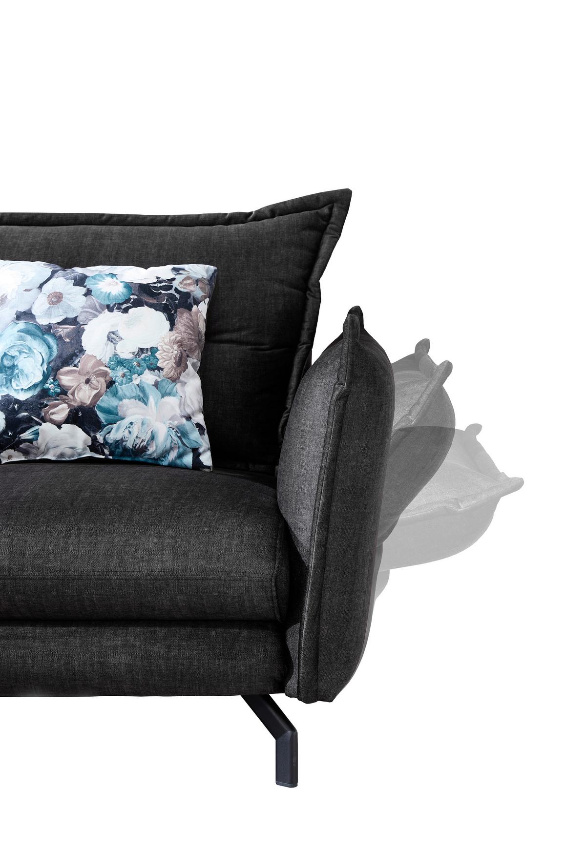 Wohnlandschaft Lava Anthrazit Velours - Türkis/Anthrazit, MODERN, Textil/Metall (180/255cm) - Livetastic