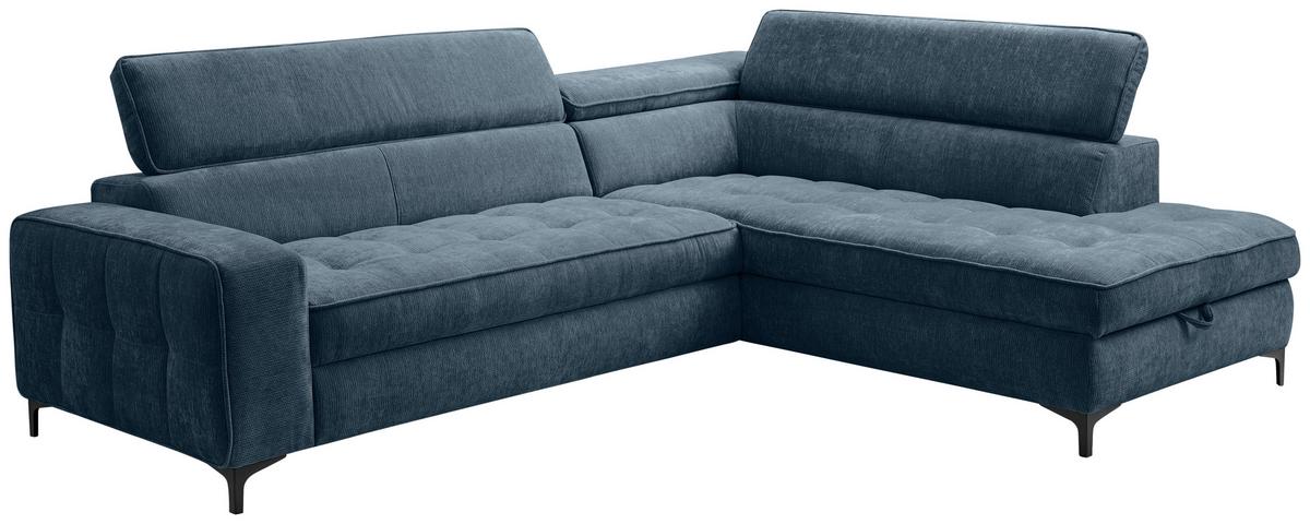 Kutna Garnitura Talia - plava/crna, Basics, tekstil/metal (251/70-90/203cm) - Modern Living