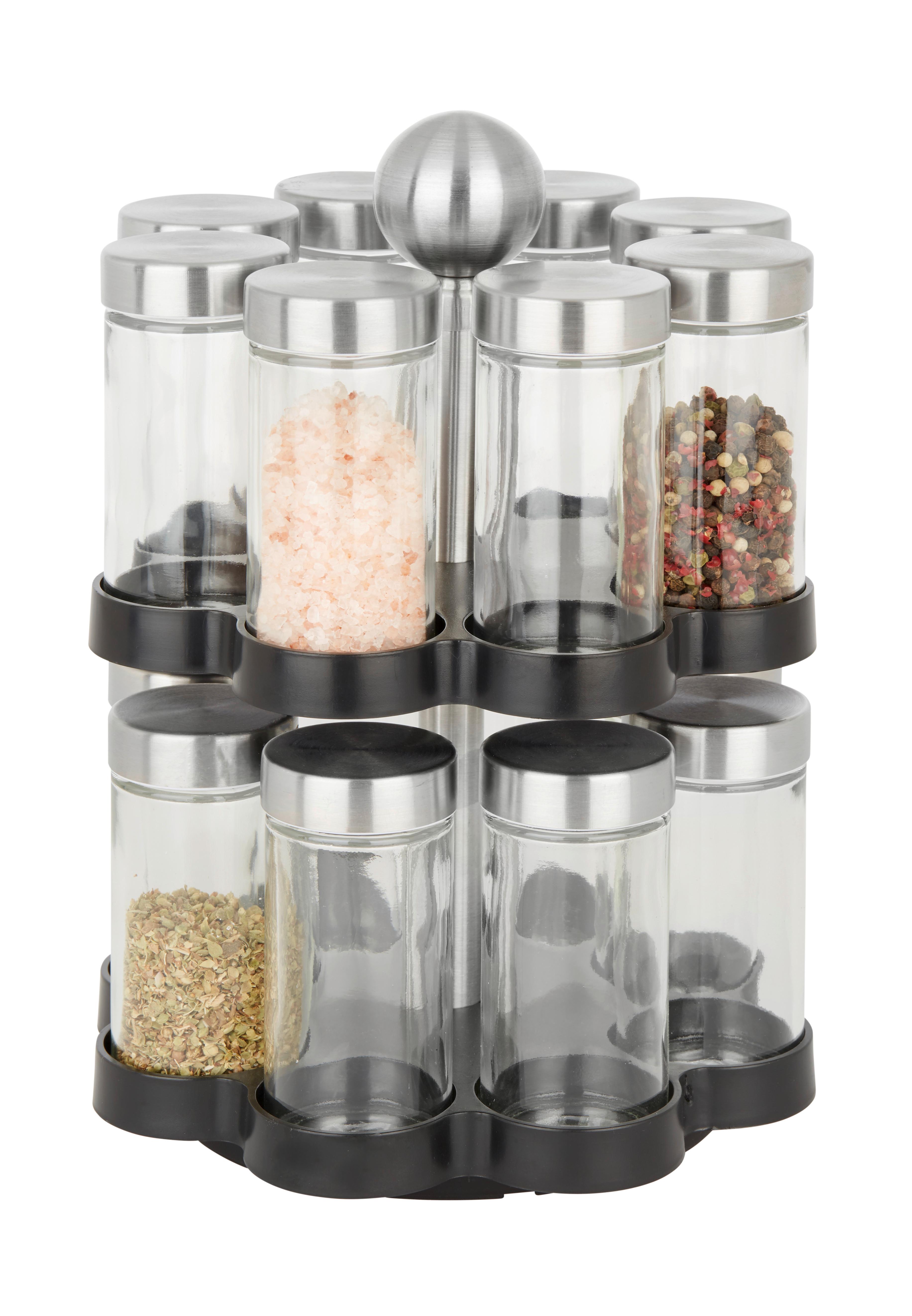 Gewürzkarussell Spicey 16-teilig - Edelstahlfarben/Transparent, Glas/Kunststoff (18,3/26,3cm) - Mömax