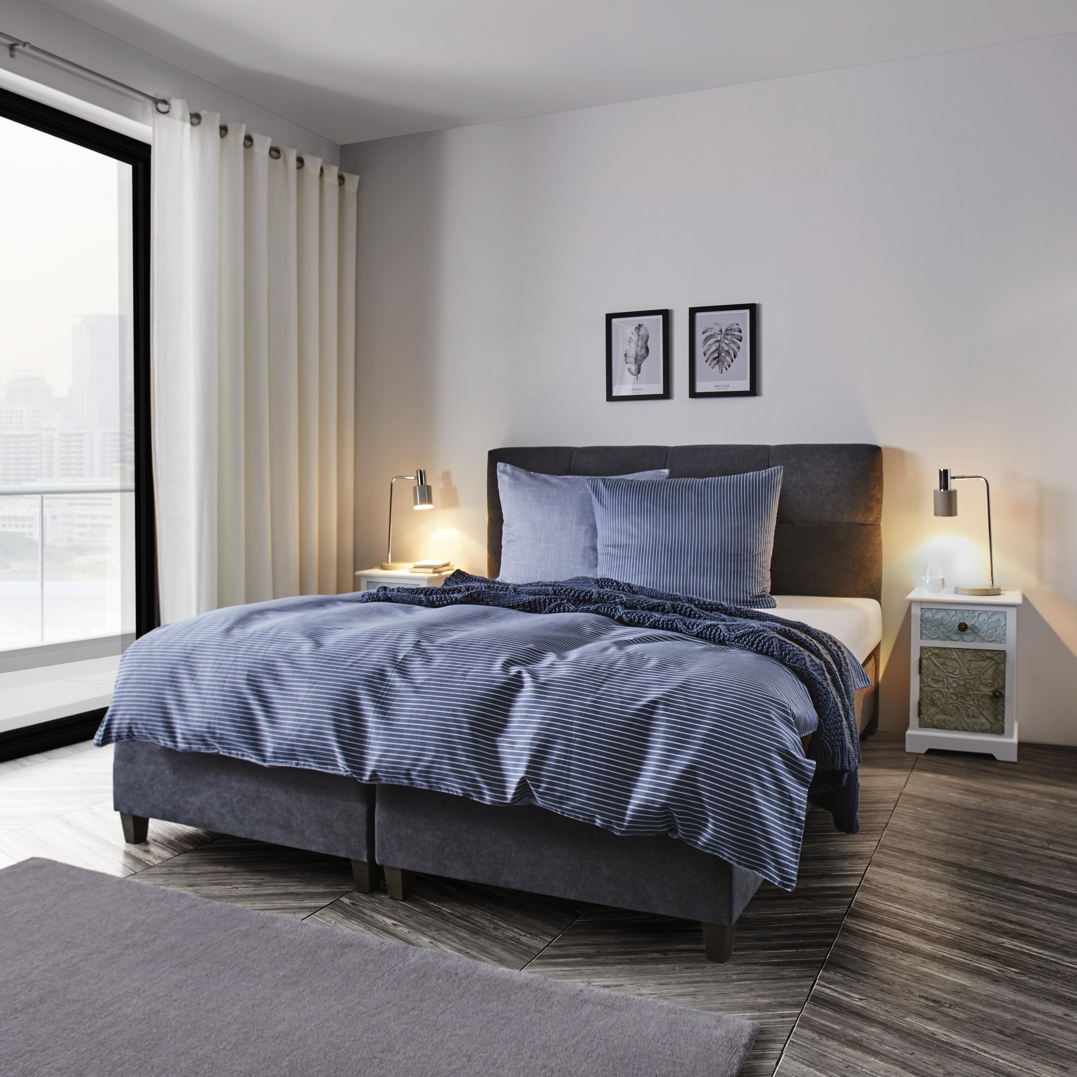 Boxspringbett in Anthrazit ca. 180x200cm inkl.Topper 'Isabel' - Anthrazit, MODERN, Holz/Textil (186/118/215cm) - Bessagi Home