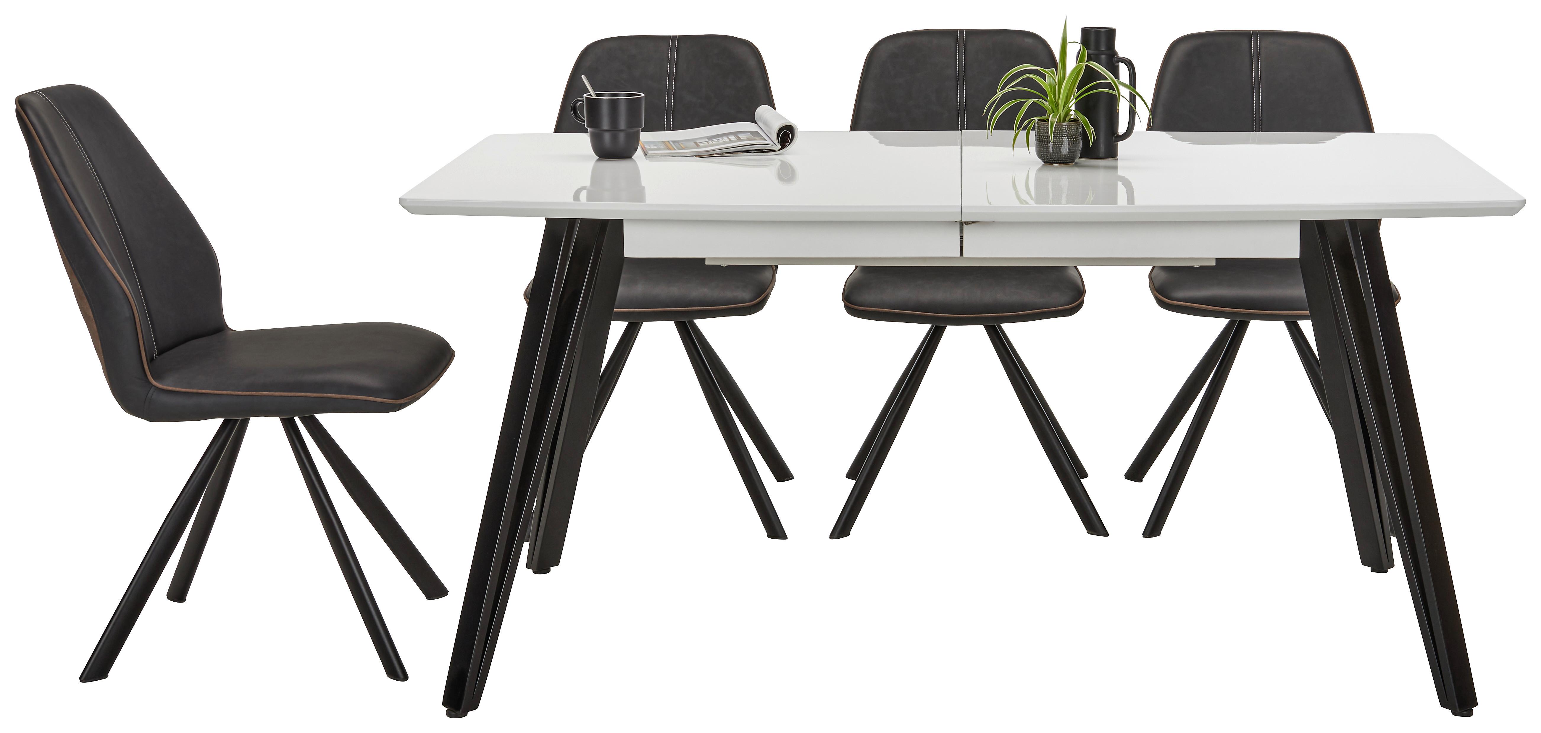 UTDRAGBART BORD ISABELLE - vit/svart, Modern, metall/trämaterial (160-240/76/90cm) - Mömax