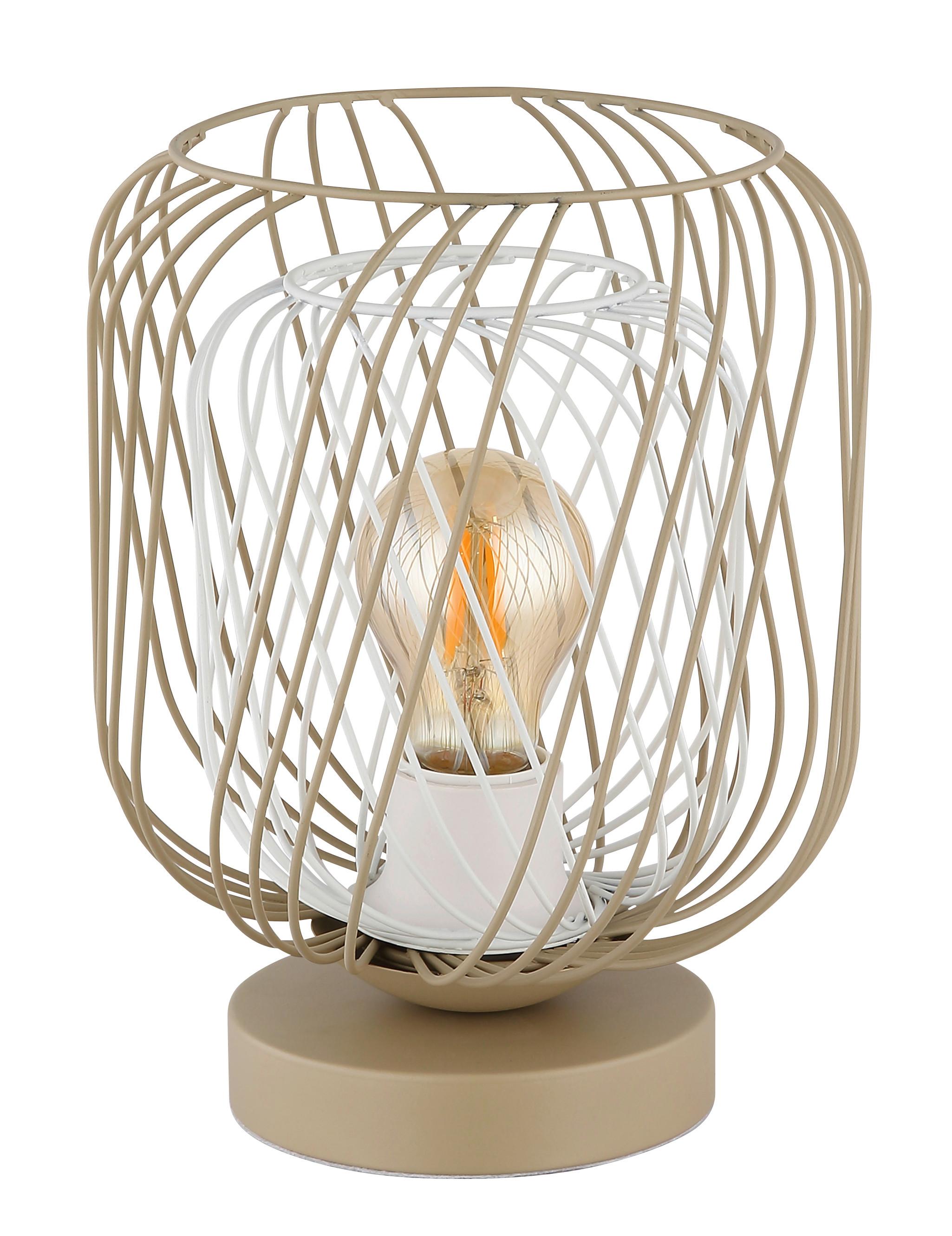 TISCHLEUCHTE 15965T DICHTI - Sandfarben/Weiss, Basics, Kunststoff/Metall (18/24,5cm) - Globo