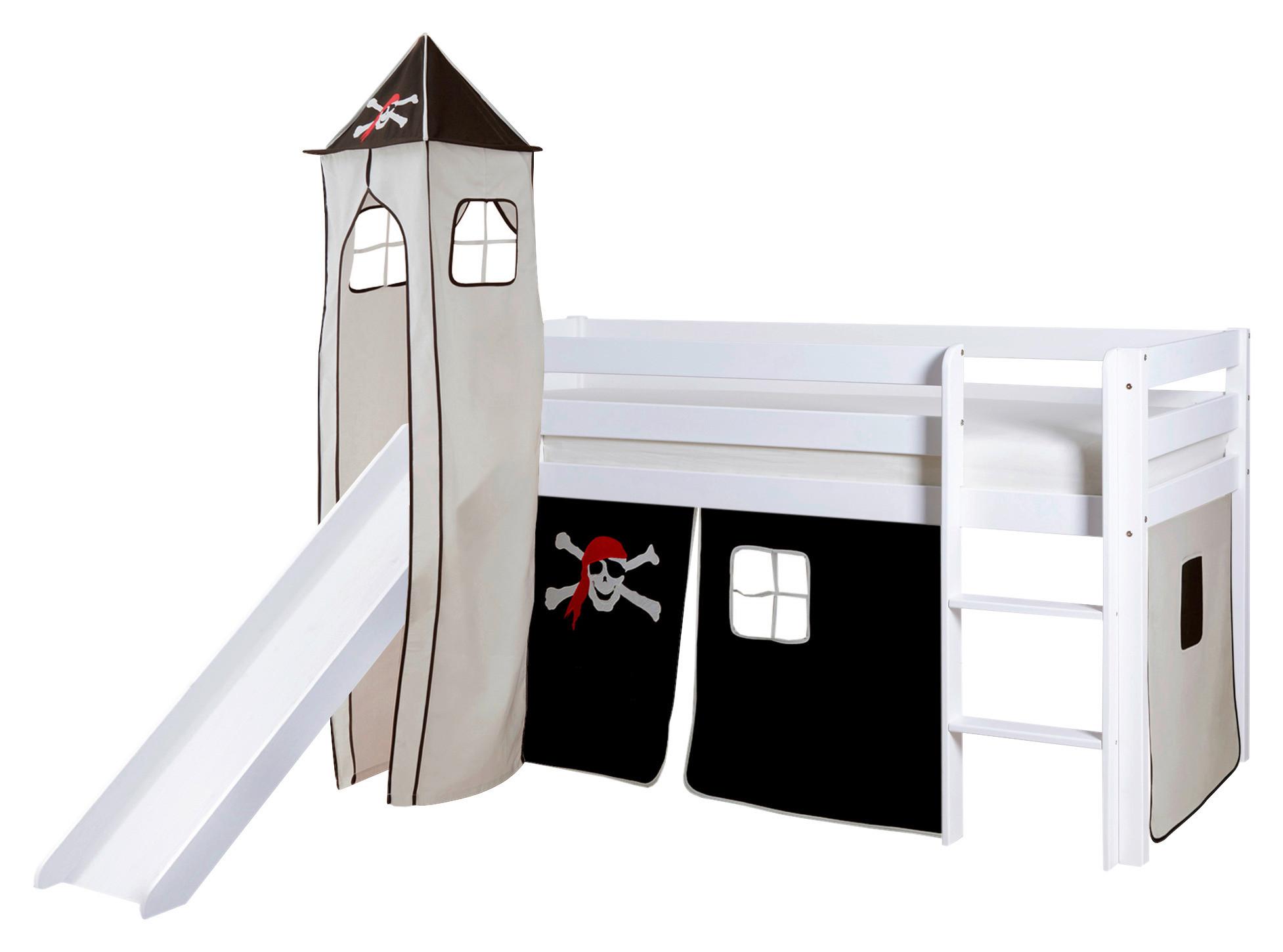 Spielbett Kasper ca. 90x200 cm Echtholz Schwarz/Weiß - Schwarz/Weiß, Natur, Holz (90/200cm) - Livetastic