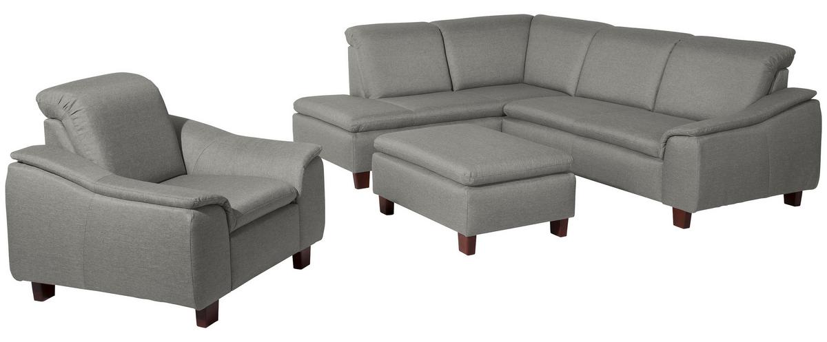 ECKSOFA AARON - Nussbaumfarben/Hellgrau, Design, Holz/Textil (187/247cm) - Max Winzer