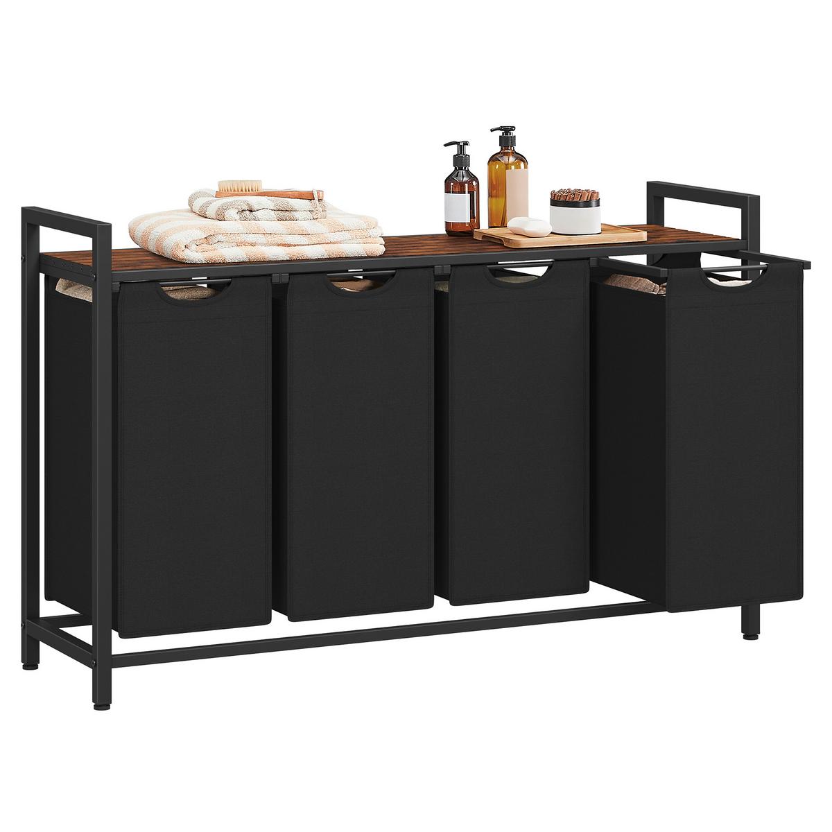 Wäscheschekorb Schwarz ca. 116x72x33cm - Schwarz/Braun, Trend, Holzwerkstoff/Textil (116/72/33cm) - MID.YOU