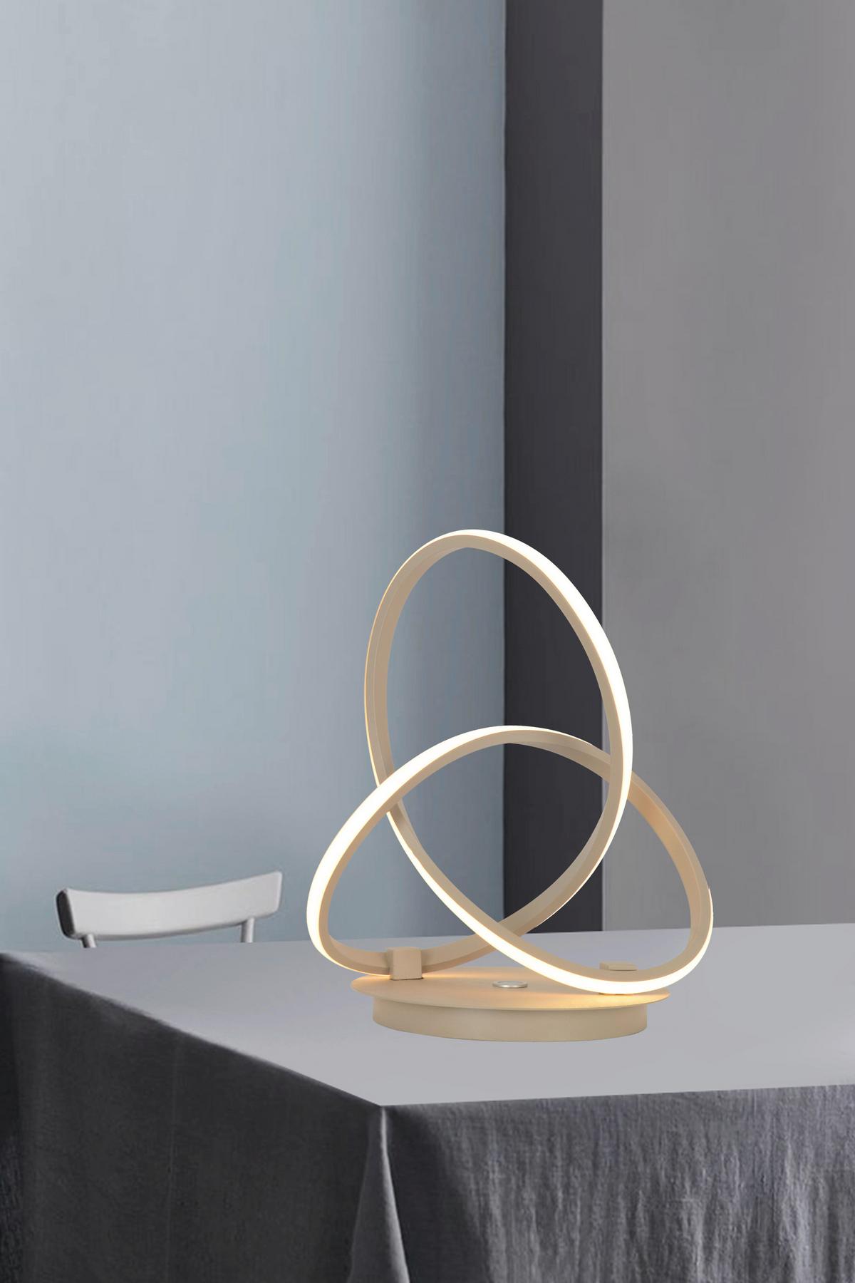 LAMPA STOŁOWA LED 8064-113 BANDOL - kolor piaskowy, Design, tworzywo sztuczne/metal (26/21/33cm)