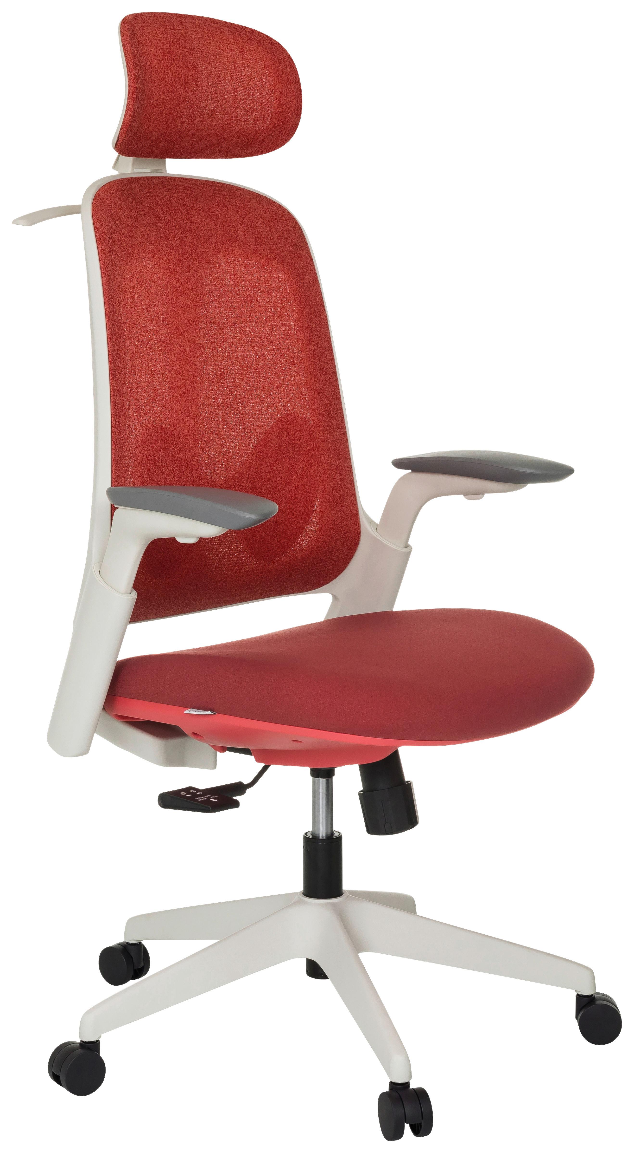 Pisarniški Stol Arceo Wf, Rdeča - rdeča/bela, Moderno, umetna masa/tekstil (66/115-131/66cm) - MID.YOU