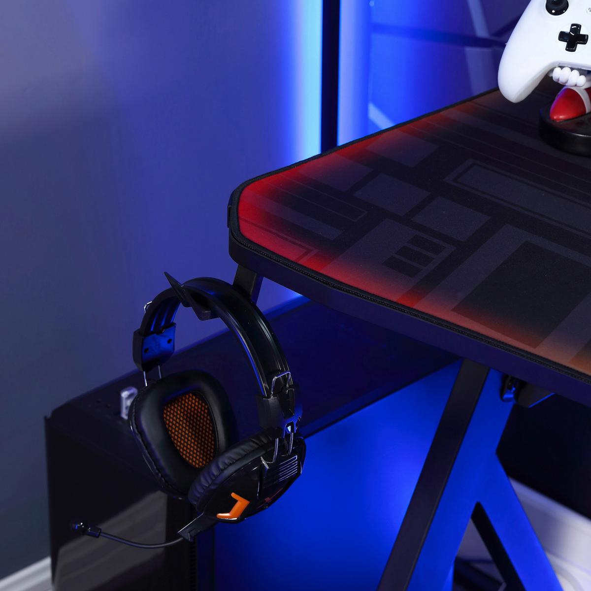 Gamingtisch XR Lumio ca. 110x55x75 cm Schwarz mit LED - Schwarz, MODERN, Holzwerkstoff/Metall (140/60/75cm) - X Rocker