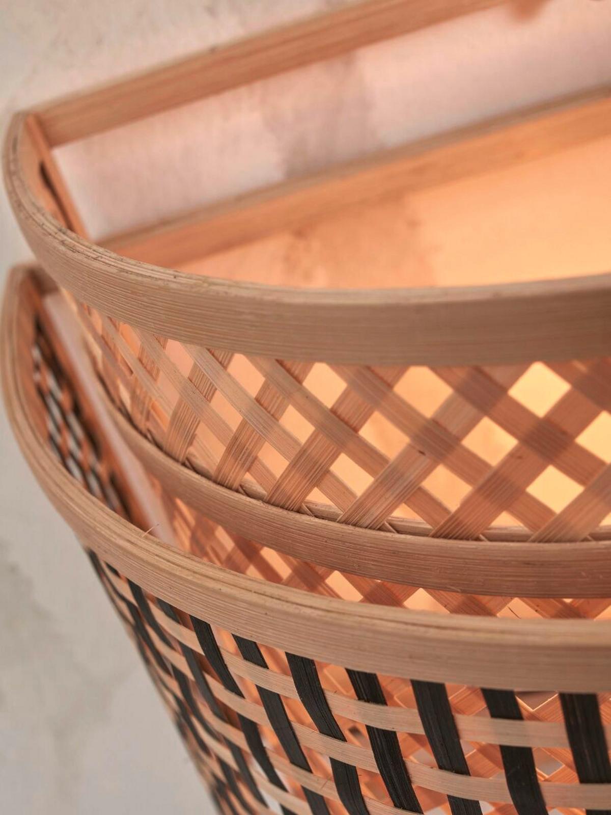 Stenska Svetilka Bhutan. Črna, Bambus - črna/naravne barve, Trend, les (32/16/27cm) - Good & Mojo