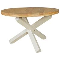 Jedilna Miza Boha, Pravi Les, Ø 120cm - bela/barve akacije, Design, les (120/120/75cm) - MID.YOU