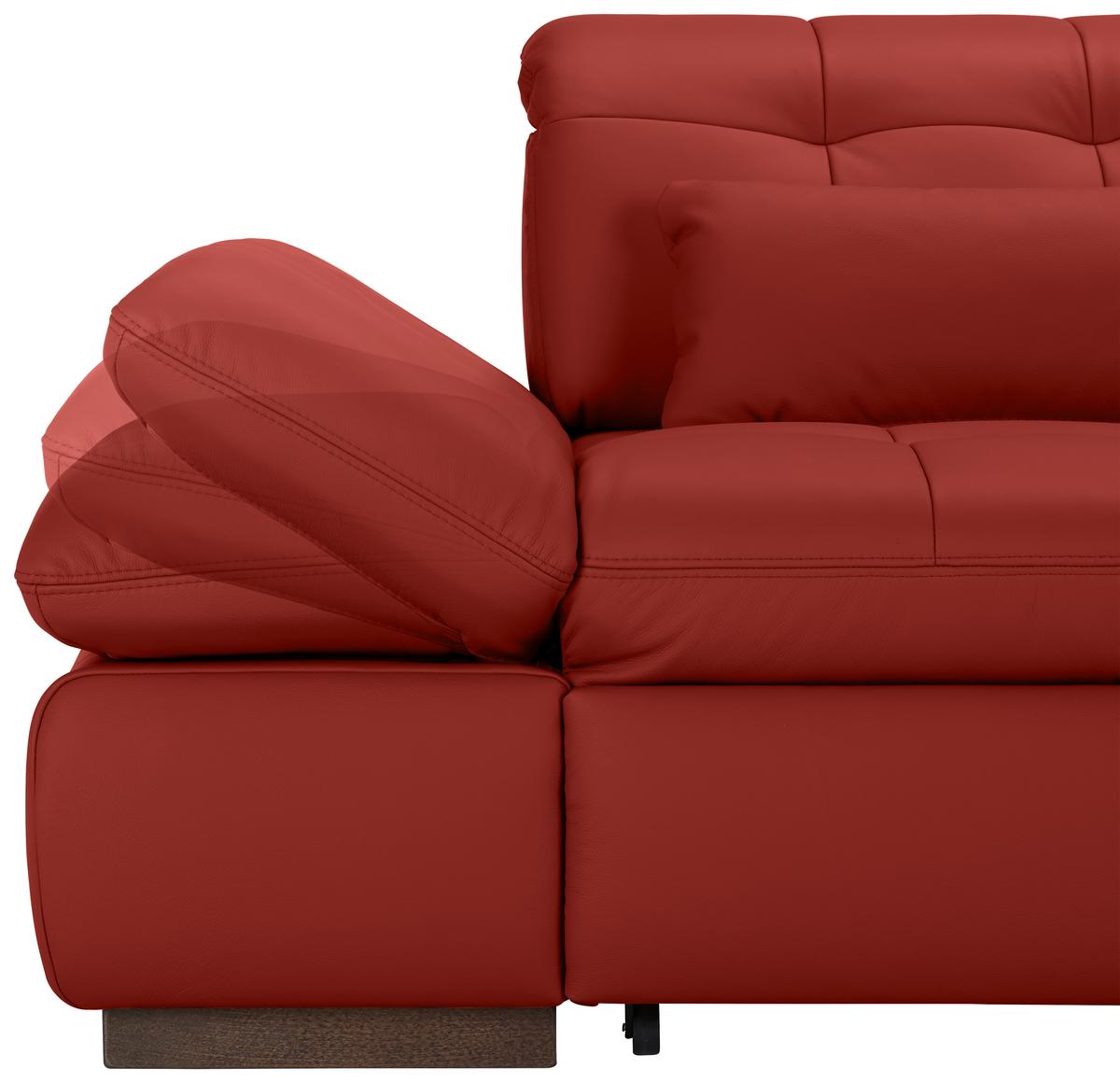 Wohnlandschaft Sanfino Leder Rot - Chromfarben/Rot, KONVENTIONELL, Leder/Metall (305/79-96/199cm) - Premium Living