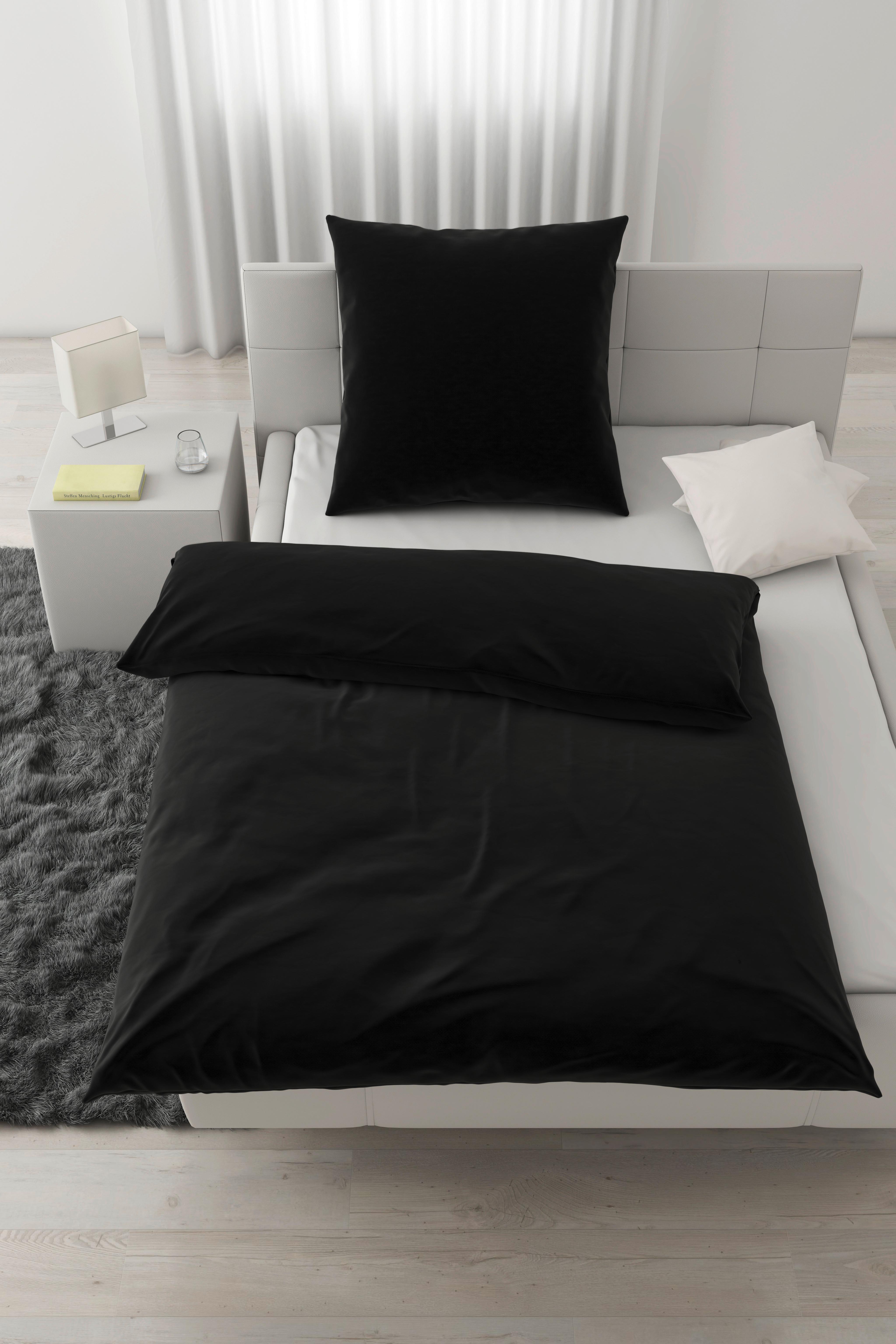 Bettwäsche Iris XL Schwarz ca. 155x220cm - Schwarz, MODERN, Textil (155/220cm) - Modern Living