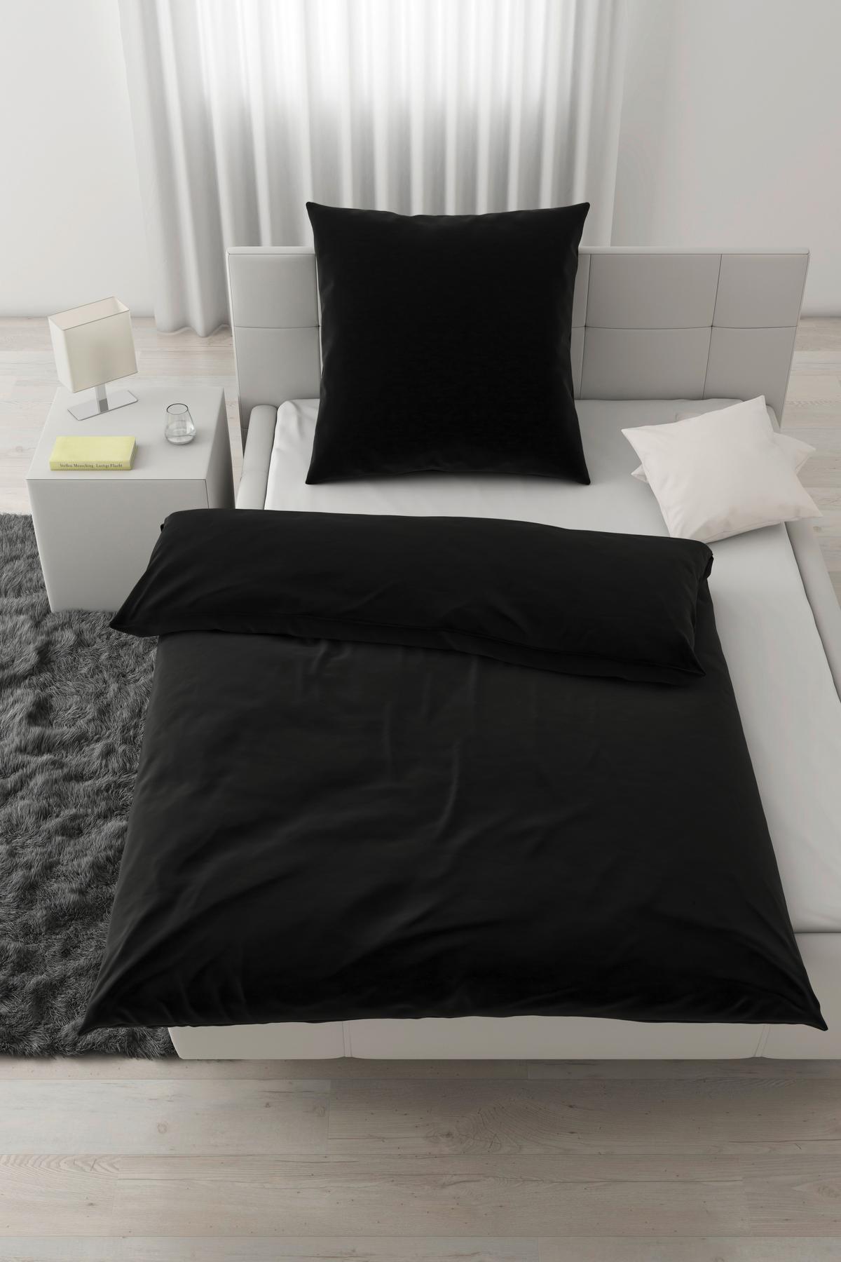 Bettwäsche Iris XL Schwarz ca. 155x220cm - Schwarz, MODERN, Textil (155/220cm) - Modern Living