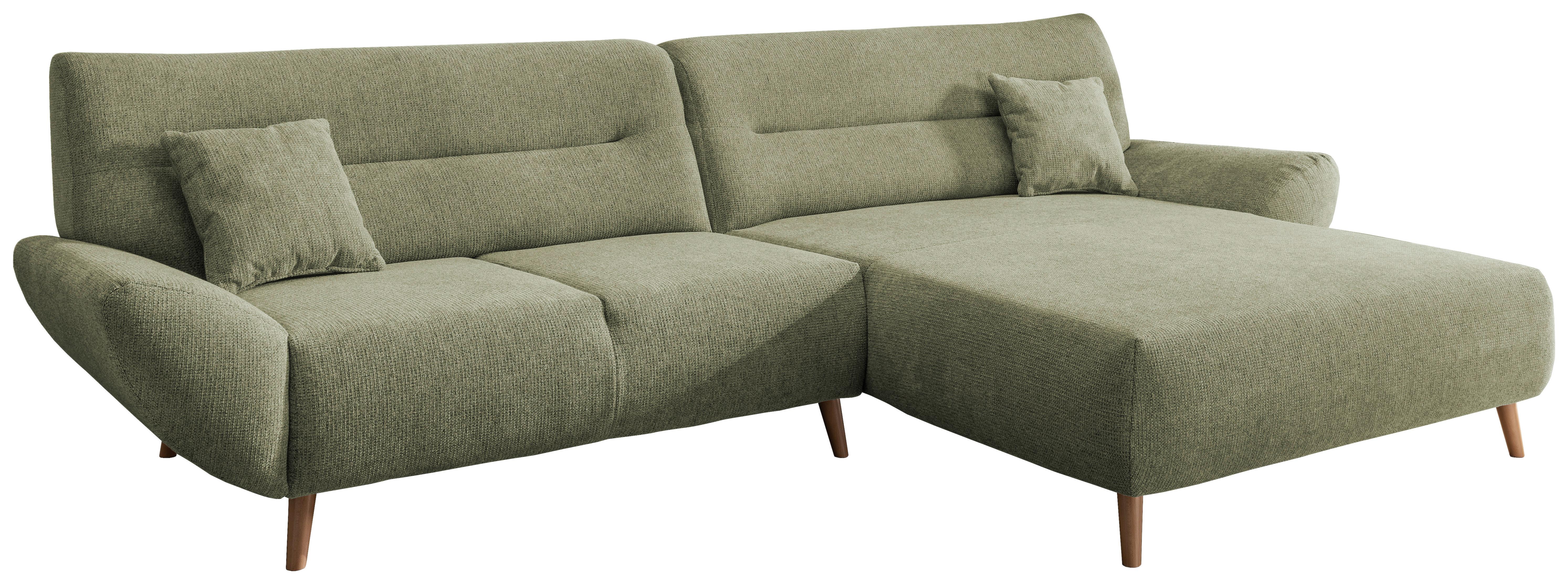 Wohnlandschaft Drago Grün Chenille - Wildeiche/Grün, MODERN, Holz/Textil (290/166cm) - P & B