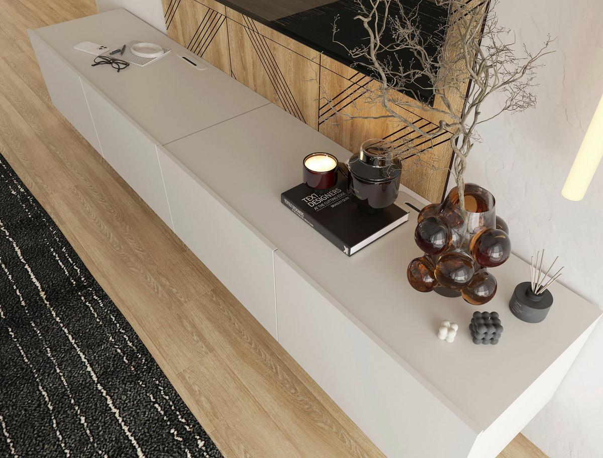 KOMODA NISKA NEWNIQ - kaszmir, Design, materiał drewnopochodny (120/36,7/45cm) - Hom`in