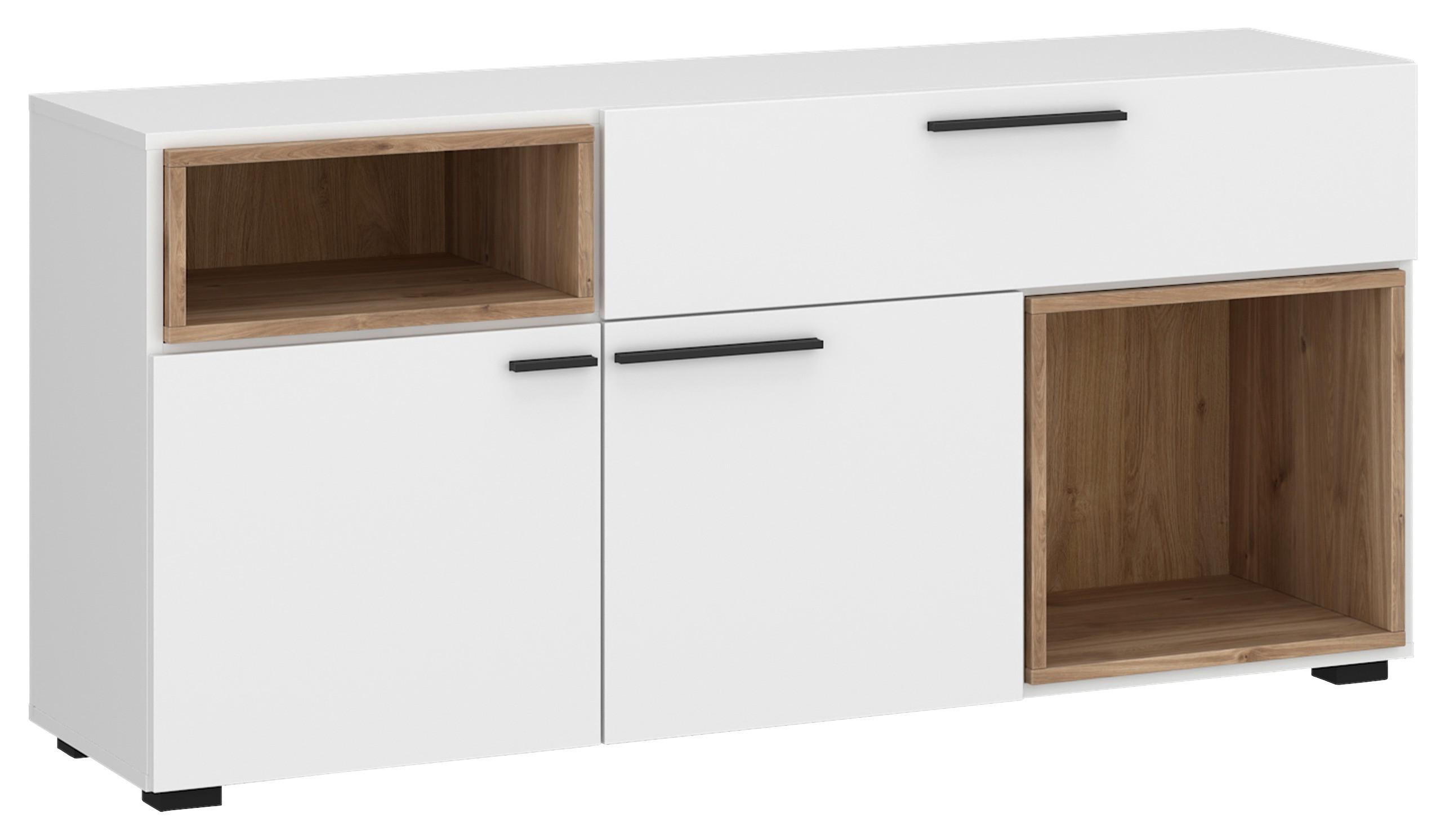 Komoda Marlow - bijela/boje hrasta, Moderno, drvni materijal/plastika (135/65,2/41,6cm) - Modern Living
