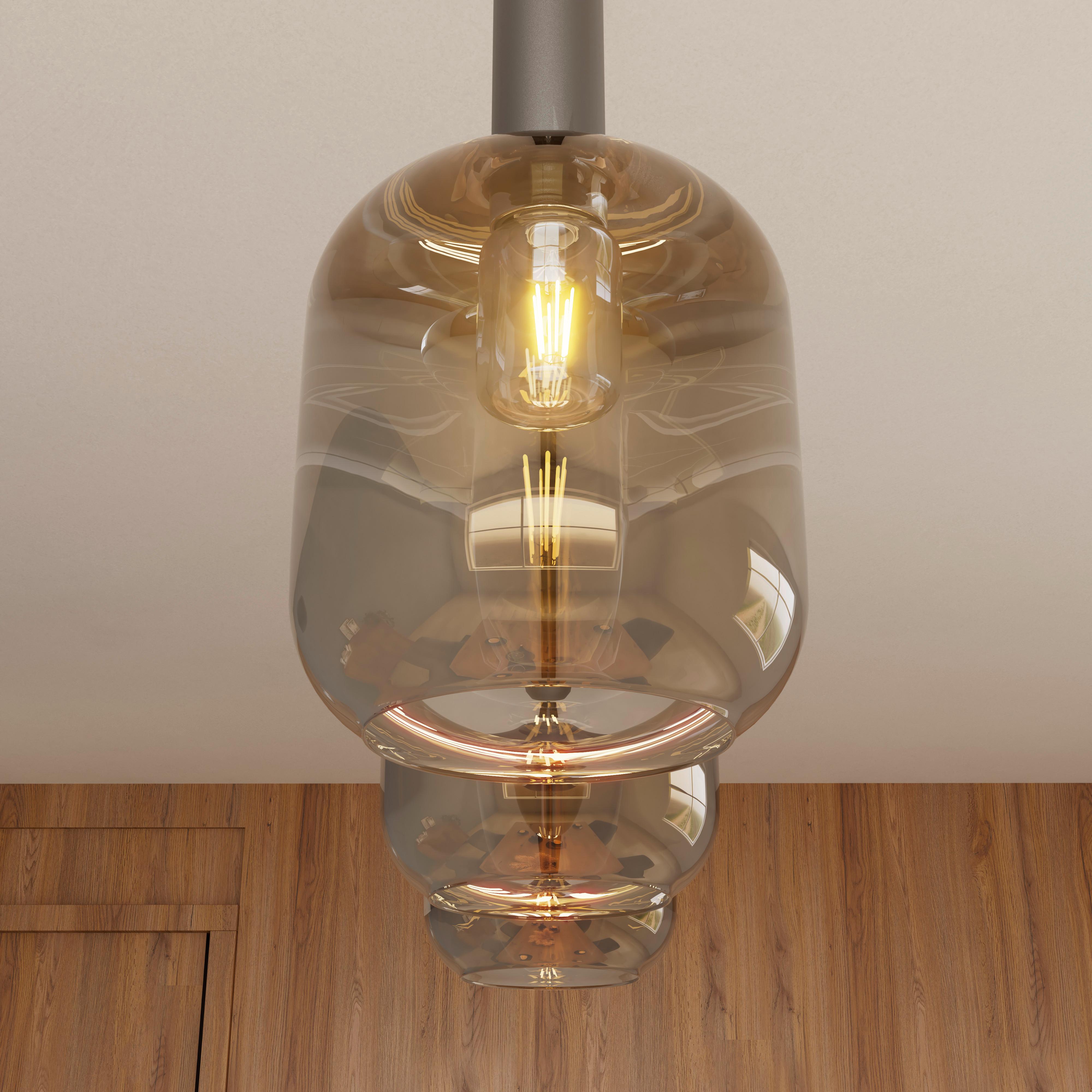 HÄNGLAMPA SIOP - bärnstensfärgad/champagne, Modern, metall/glas (80/20/120cm)
