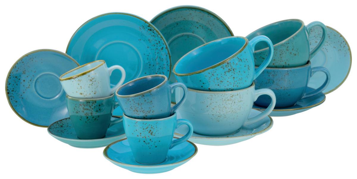 Kavni Servis Aqua, 16-Delni - modra, Basics, keramika - Creatable
