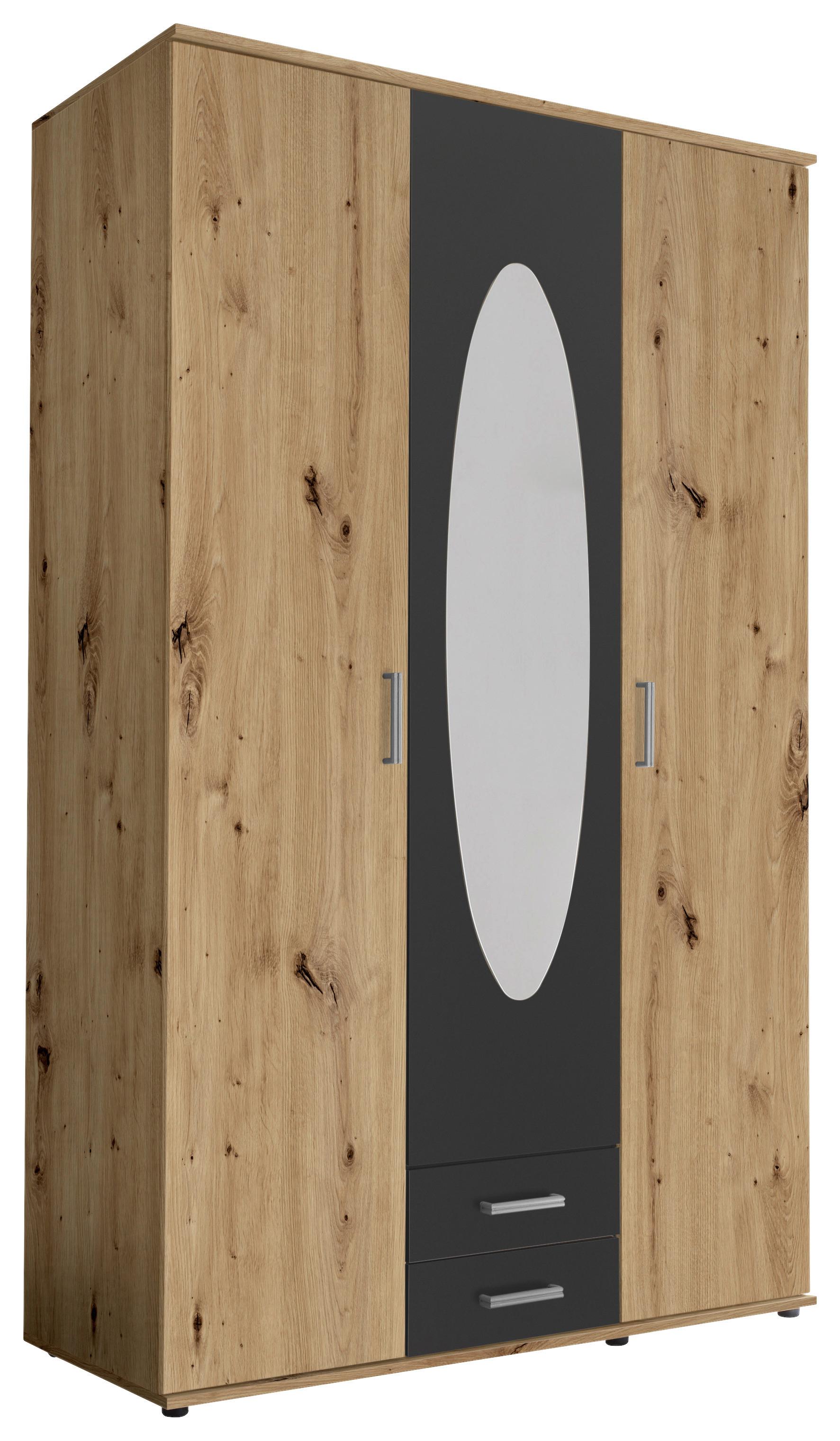 Ormar S Klasičnim Vratima Paul - boje grafita/hrast Artisan, Romantik / Landhaus, staklo/drvni materijal (120/195/52cm) - Based