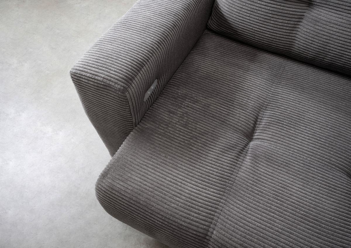 Wohnlandschaft Restato Grau Cord - Schwarz/Grau, MODERN, Holz/Textil (246/177cm) - MID.YOU