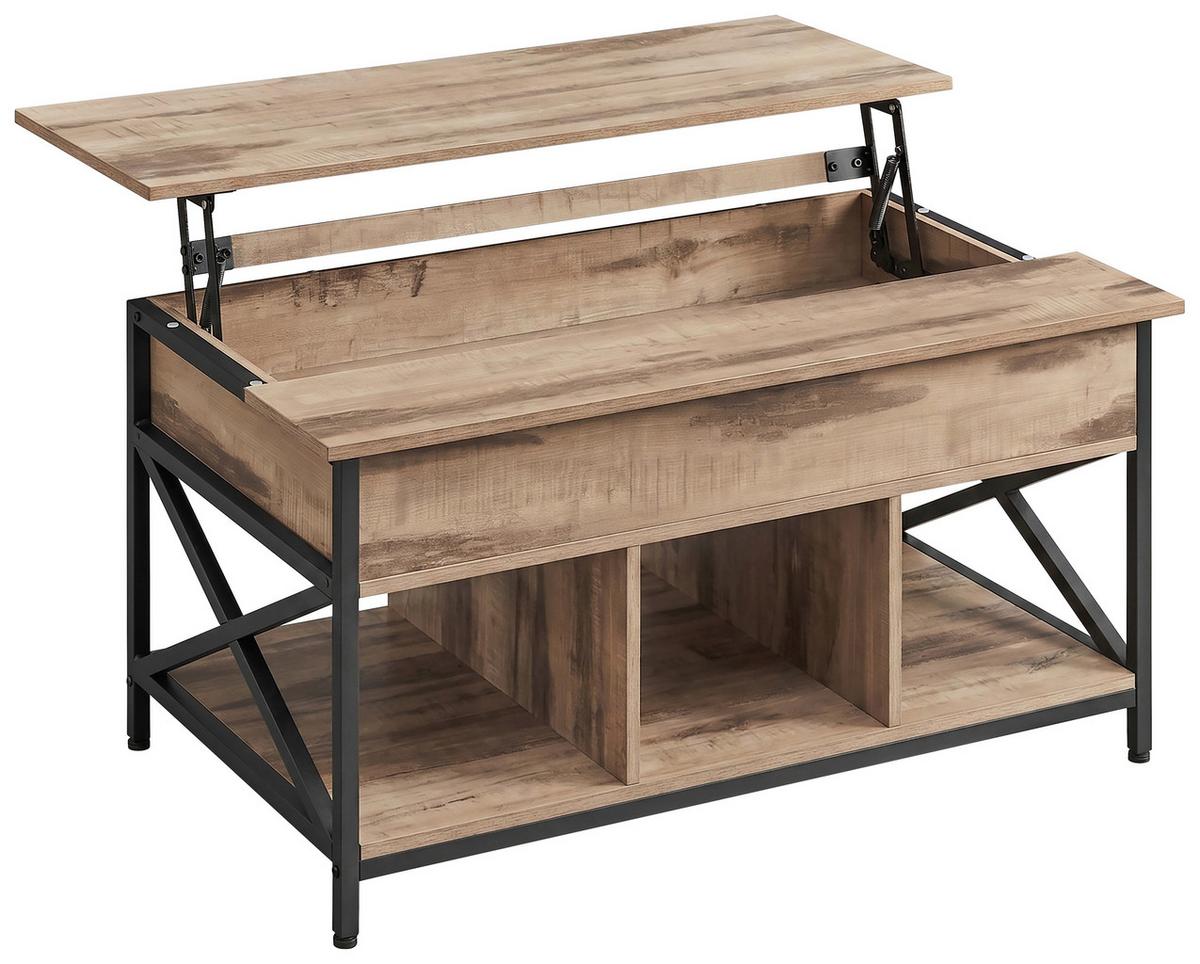Couchtisch in Schwarz, Eichefarben, rechteckig - Eichefarben/Schwarz, Trend, Holzwerkstoff/Metall (100/48-62/60cm) - MID.YOU
