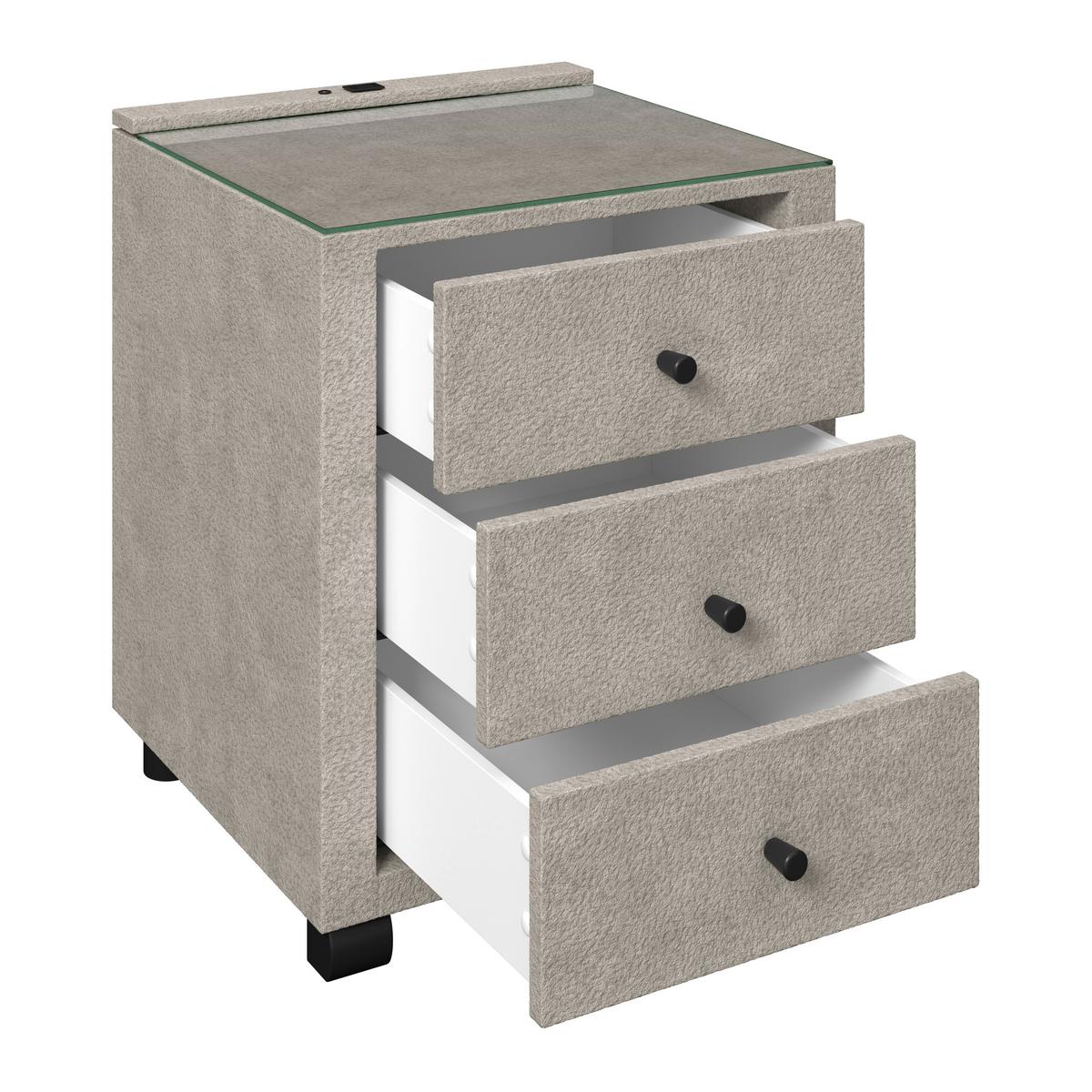 Noćni Ormarić Elysia - prirodne boje, Trend, staklo/drvni materijal (48/68/45,5cm) - Premium Living