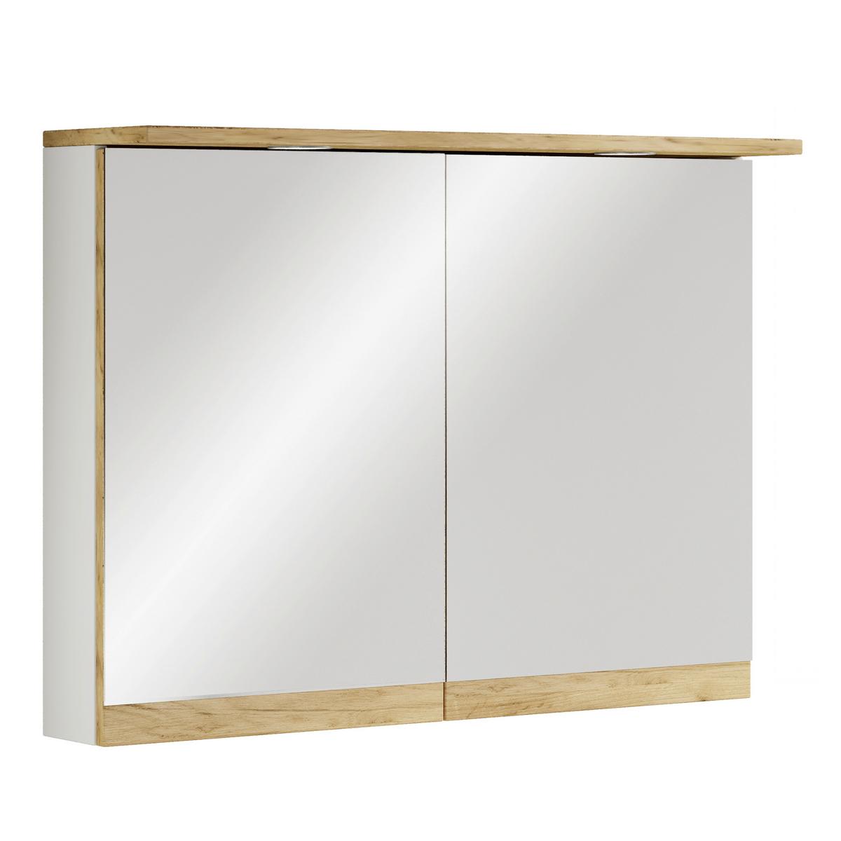 Spiegelschrank Cosila - Honigeiche/Weiss, Trend, Glas/Holzwerkstoff (80/59/23cm) - MID.YOU