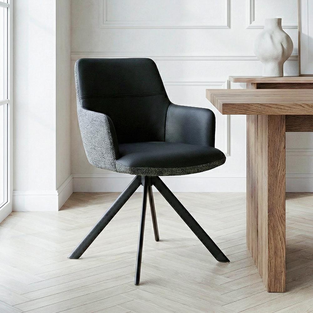 CHAISE ACCOUDOIRS JOSY -BASED- - gris/noir, Design, cuir/métal (57/86/61cm) - Based