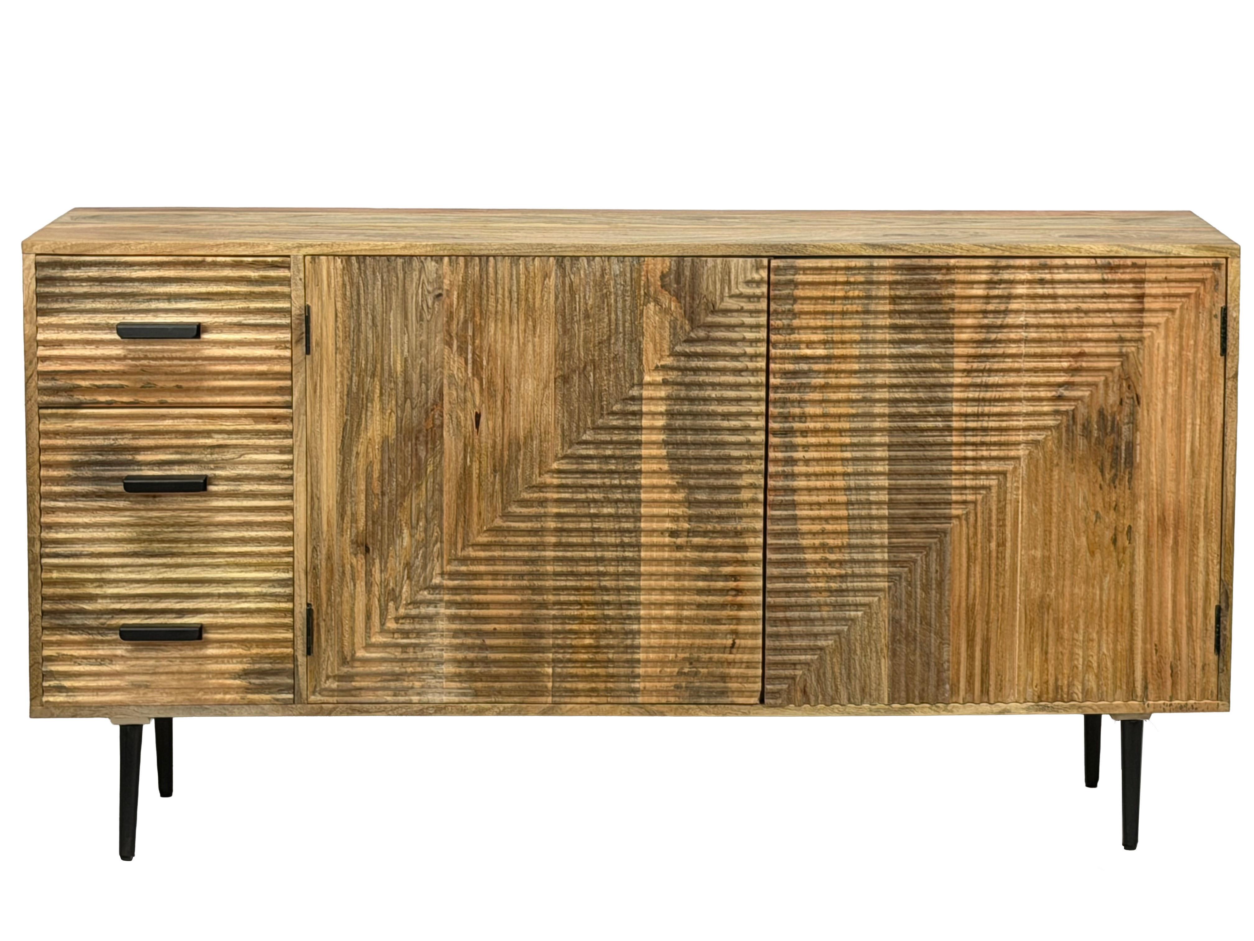 Sideboard Wl7.619 - Schwarz/Braun, Design, Holz/Metall (160/40/86cm) - Livetastic