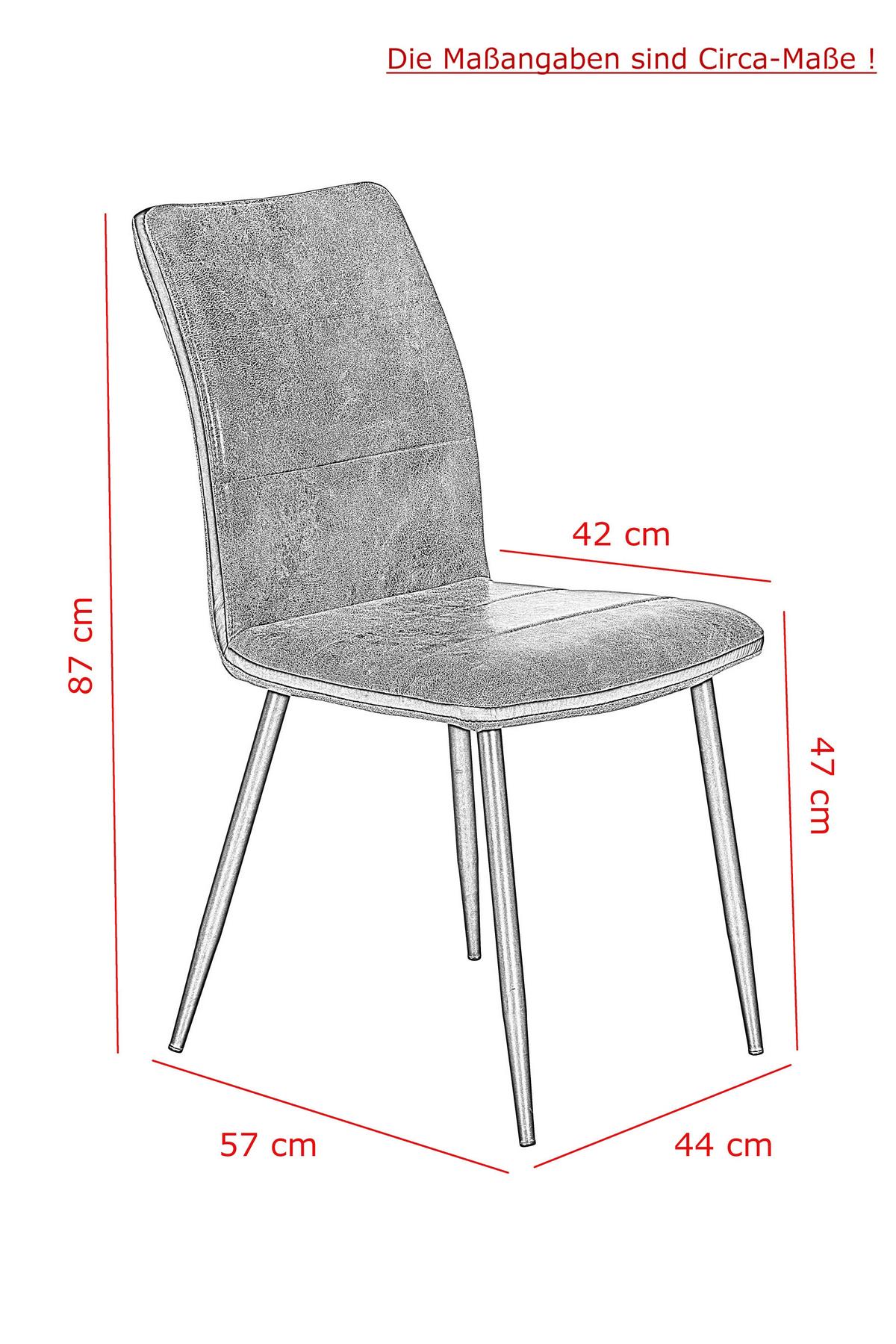 STUHL-SET Caroline S Anthrazit - Anthrazit/Schwarz, MODERN, Textil/Metall (44/87/57cm) - MID.YOU