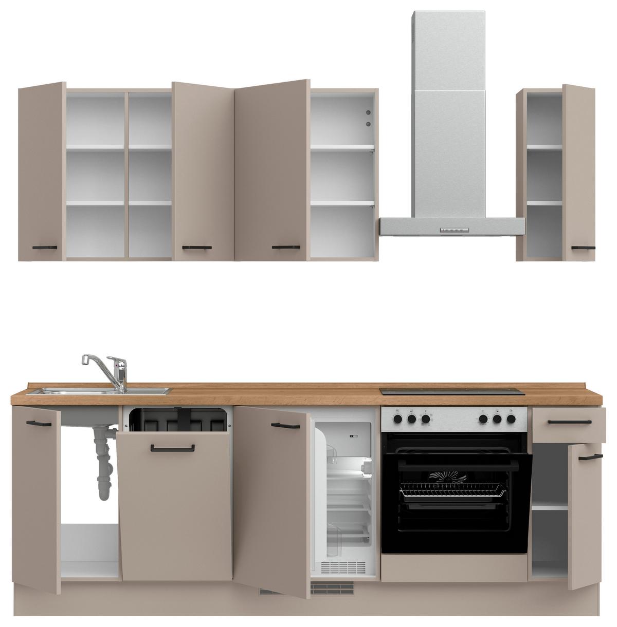 Küchenleerblock Easytouch Low o. Geräte Sandfarben - Sandfarben/Eichefarben, MODERN, Holzwerkstoff/Metall (240cm) - Nobilia