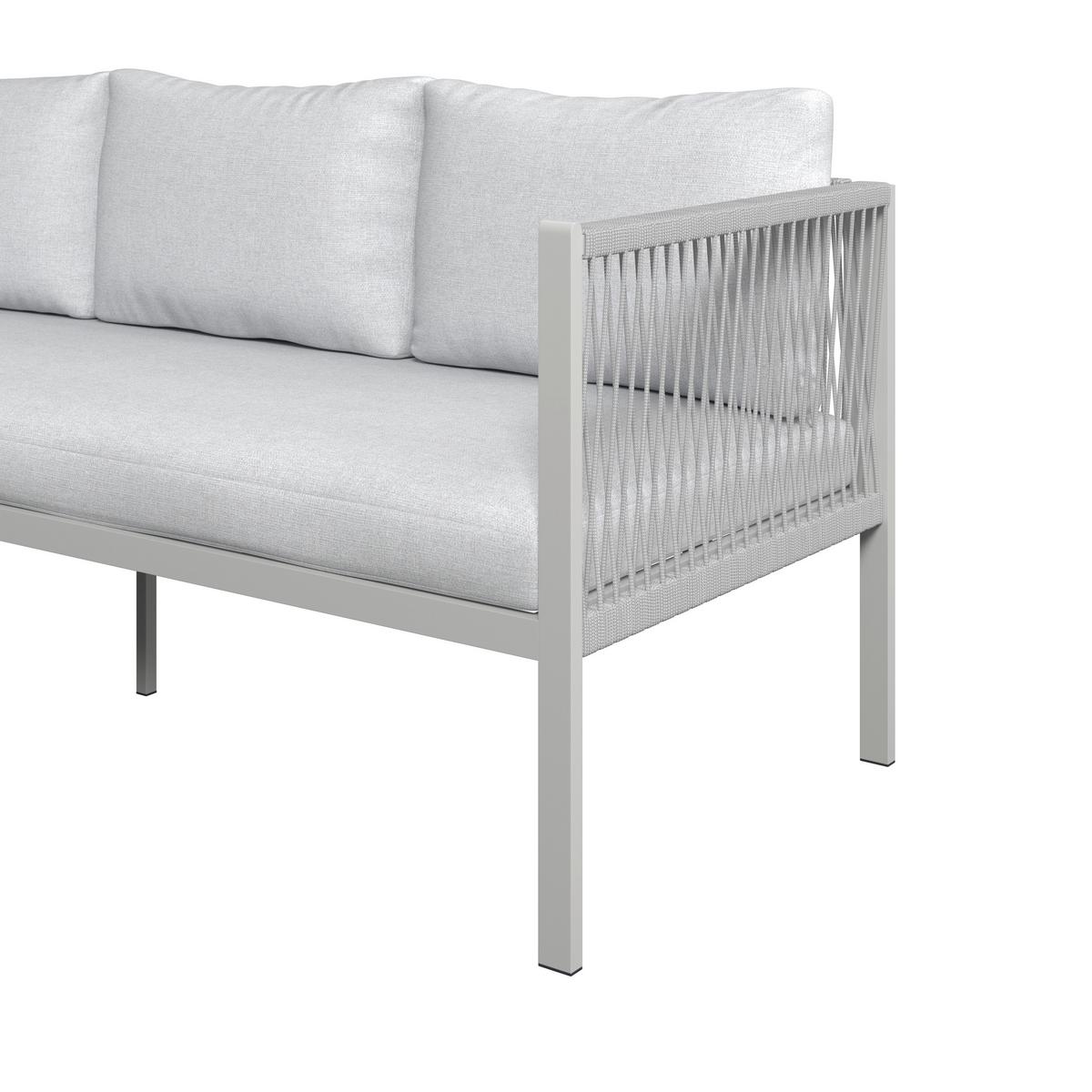 Loungegarnitur Sophia Hellgrau/Beige, 4-teilig - Beige/Creme, MODERN, Glas/Textil