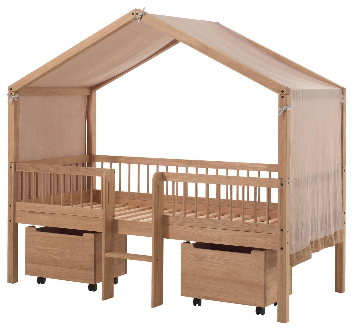 Hausbett FORREST Eichefarben ca.90x200cm Echtholz, Bettlade - Eichefarben/Naturfarben, MODERN, Holz (90/200cm) - Vipack