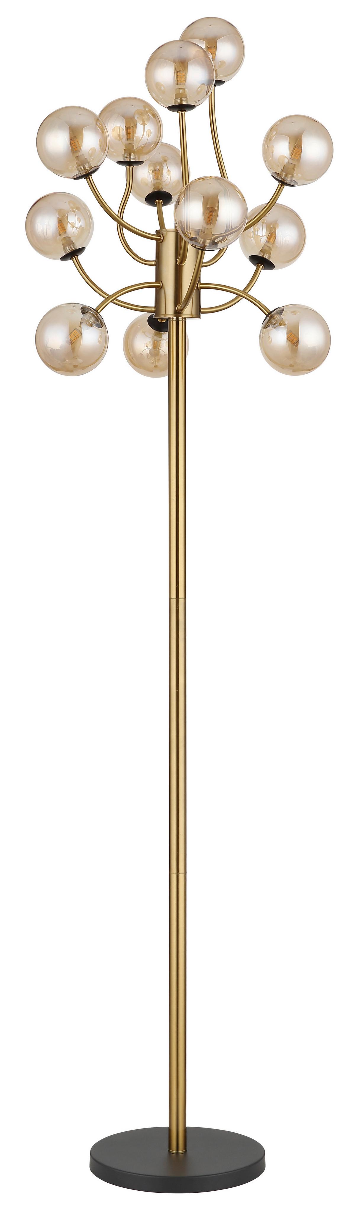 LED-STEHLEUCHTE 56135-12S - Messingfarben/Goldfarben, Design, Glas/Kunststoff (62/200cm) - Globo
