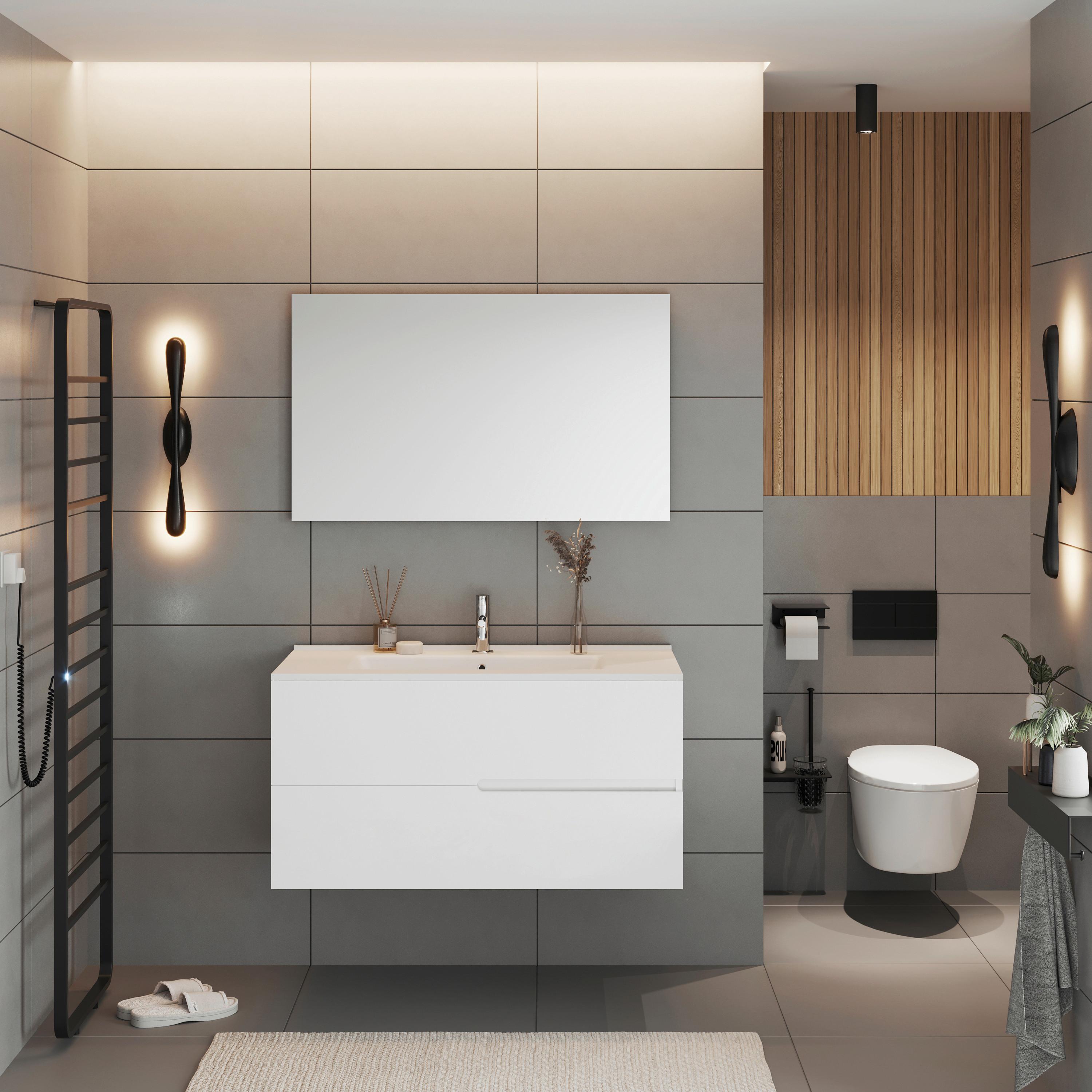 Element Ispod Umivaonika Eva - bijela visoki sjaj/antracit, Moderno, drvni materijal (100/51/46cm)