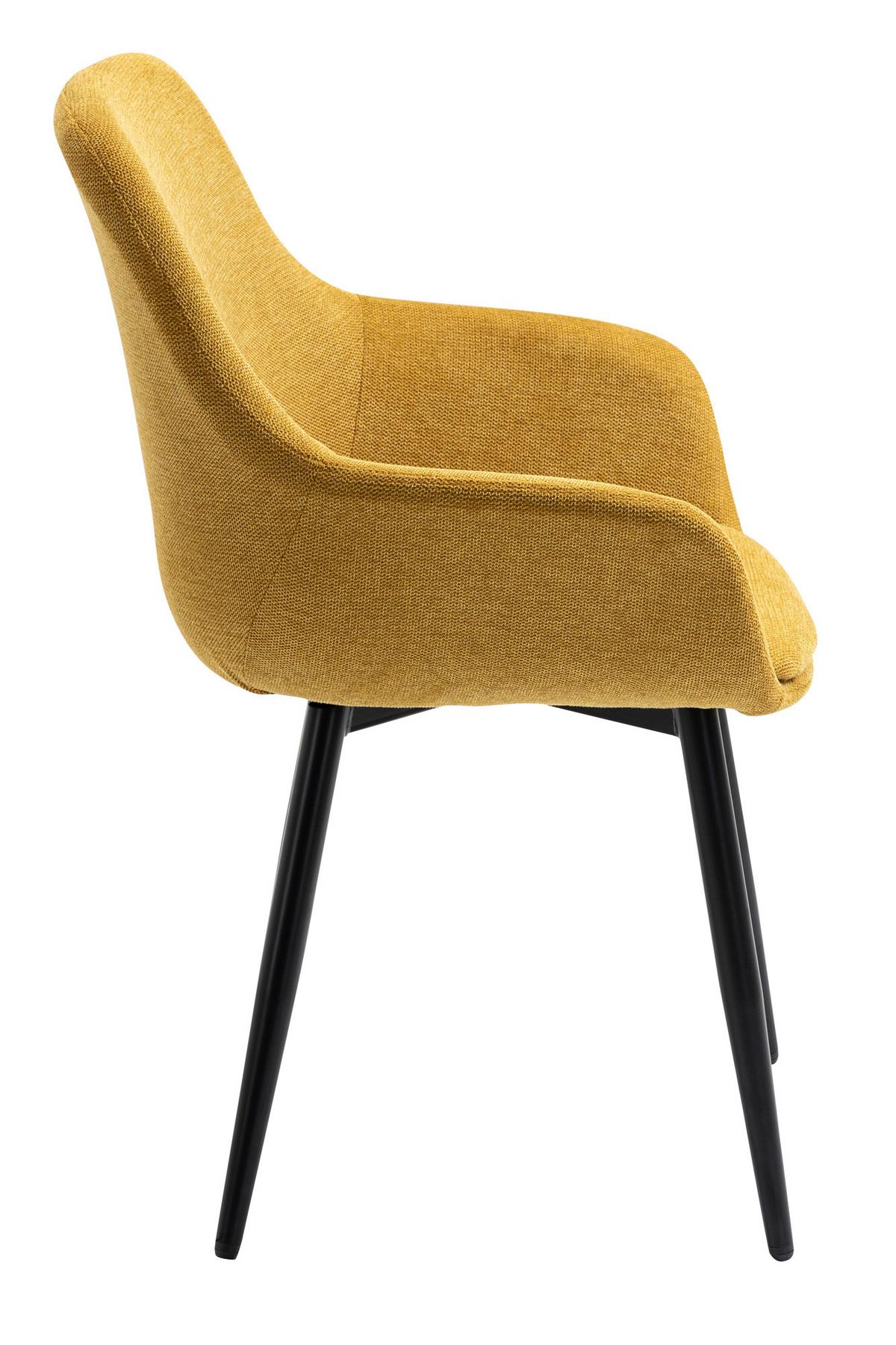 Set Naslanjačev Lena, Rumena, 2-Delni - rumena/črna, Moderno, kovina/tekstil (64/86/59cm) - Livetastic